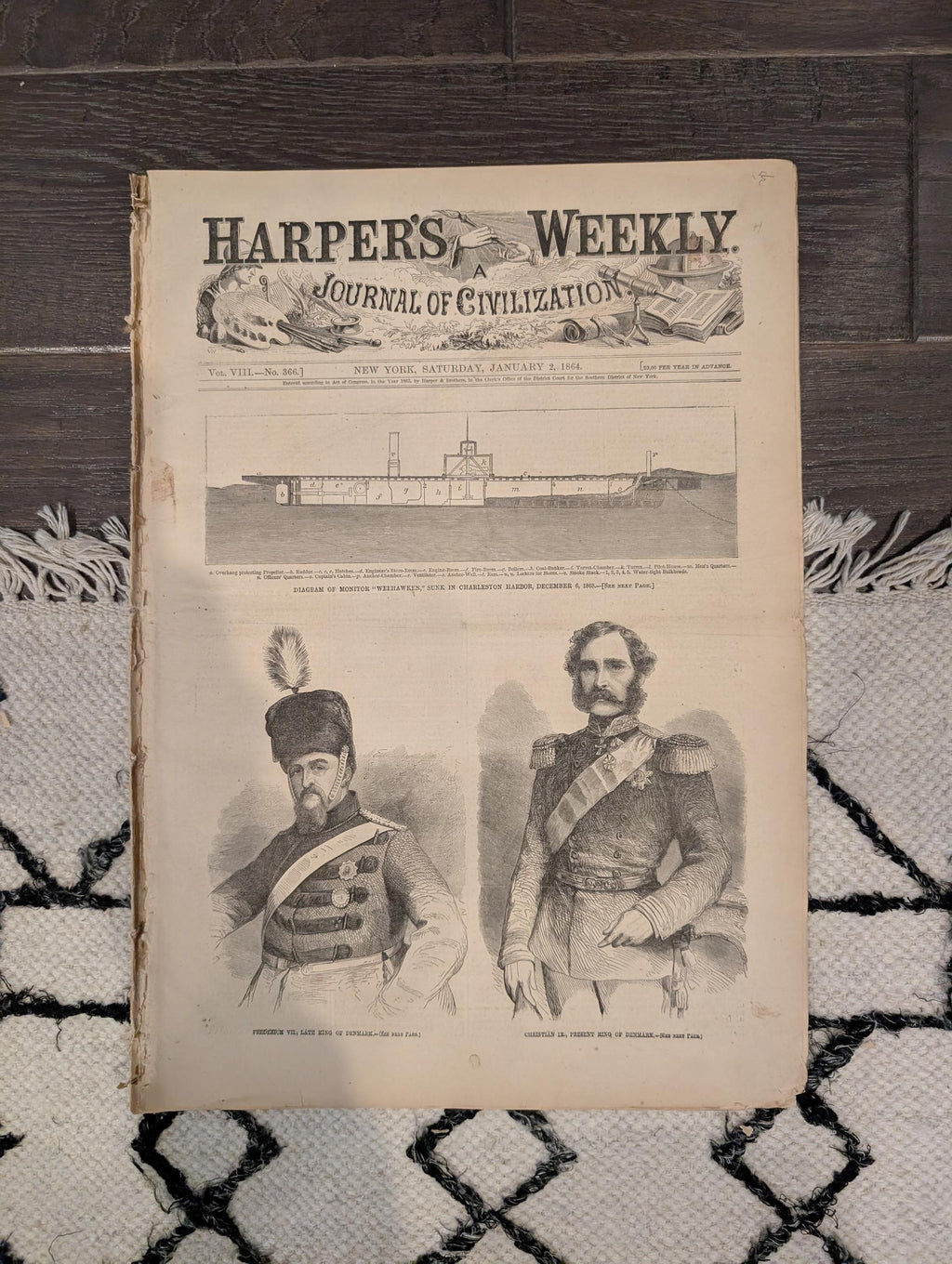 Harper's Weekly 1864 Thomas Nast New Year Jan 02 Monitor Weehawken