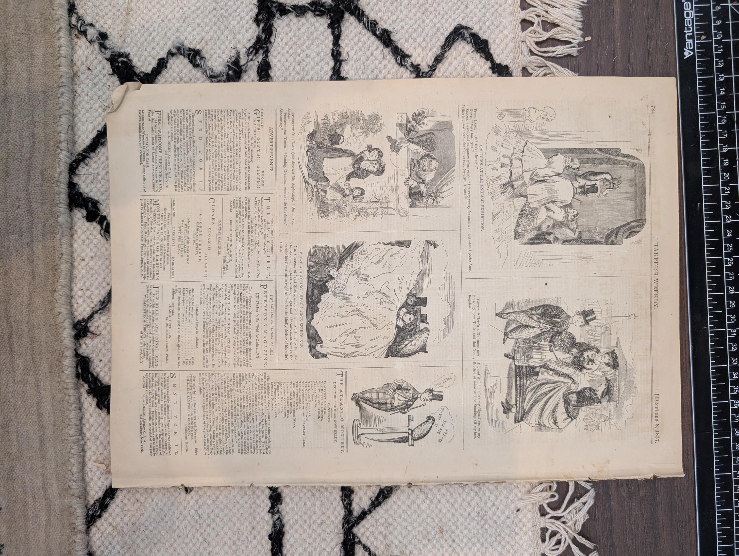 1857 Thanksgiving Dinner Harper's Weekly December 05 Steamer Leviathan