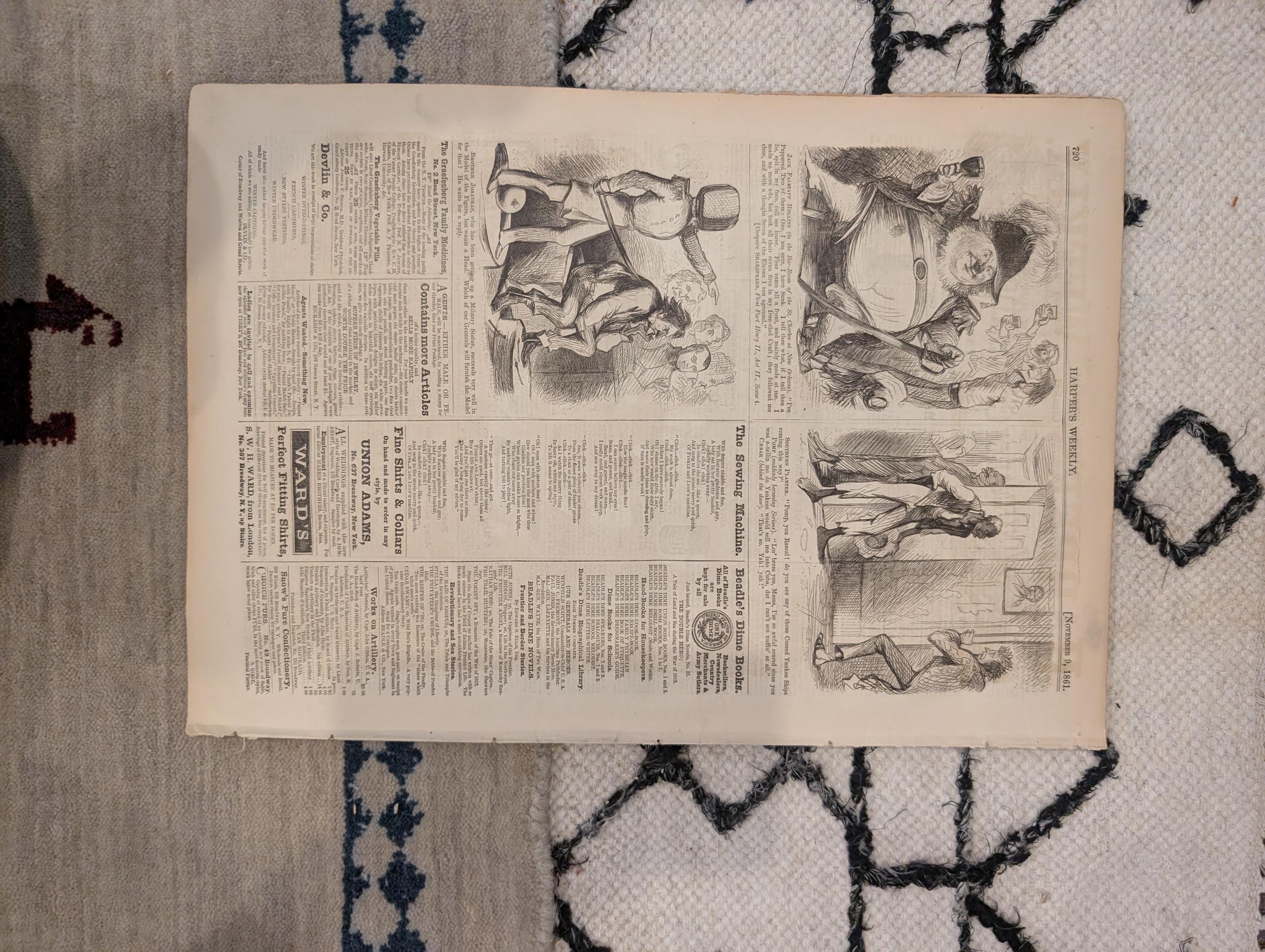 1861 Southern States Map Harper's Weekly Nov 09 Great Naval Expedition Dupont