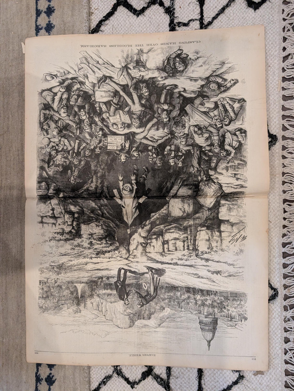 1872 Nast Clasping Hands Harper's Weekly Nov 23 Horse Plague Darjeeling