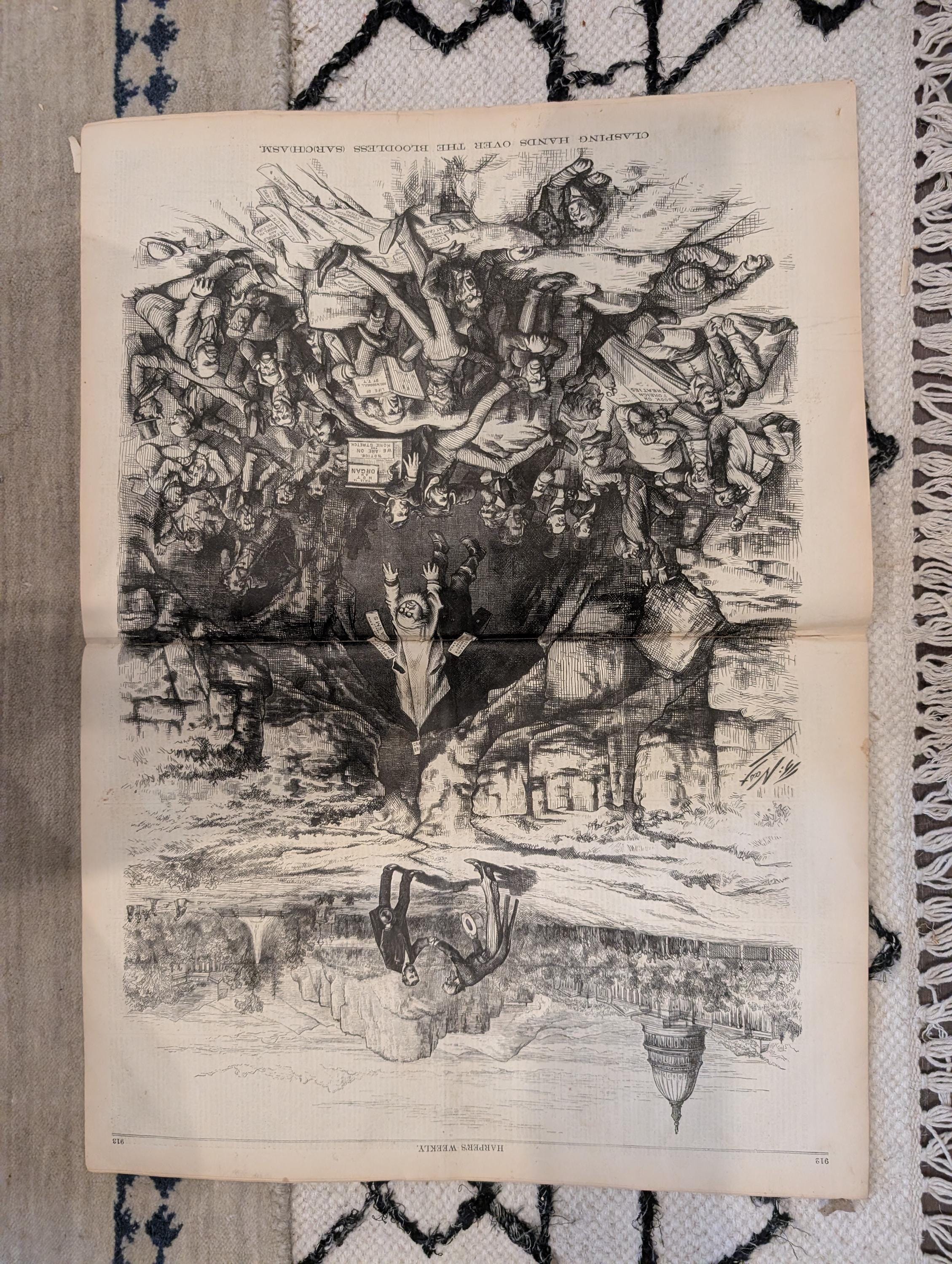 1872 Nast Clasping Hands Harper's Weekly Nov 23 Horse Plague Darjeeling