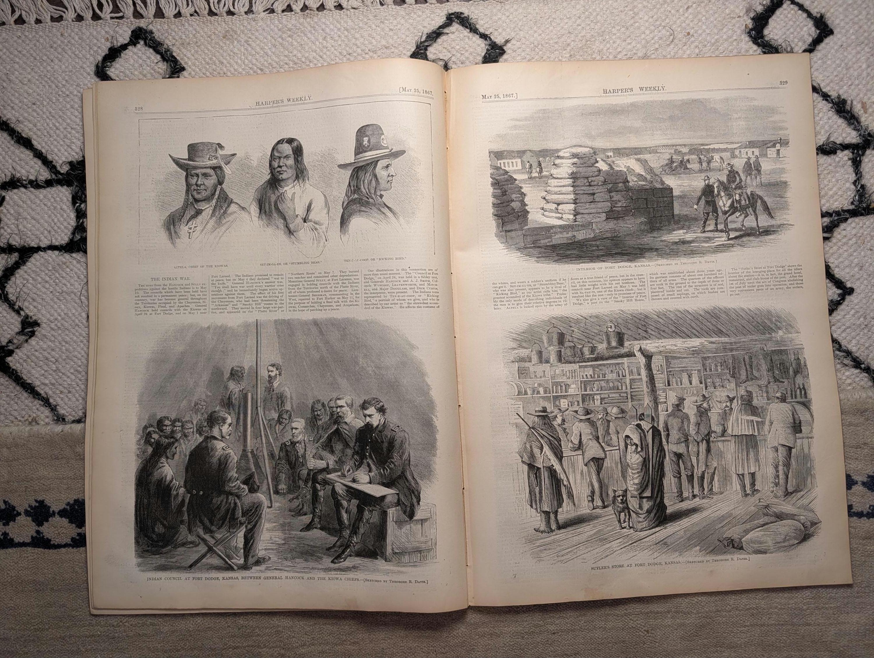 1867 Black Children School, Indian Council Fort Dodge, Nast Cartoon — May 25