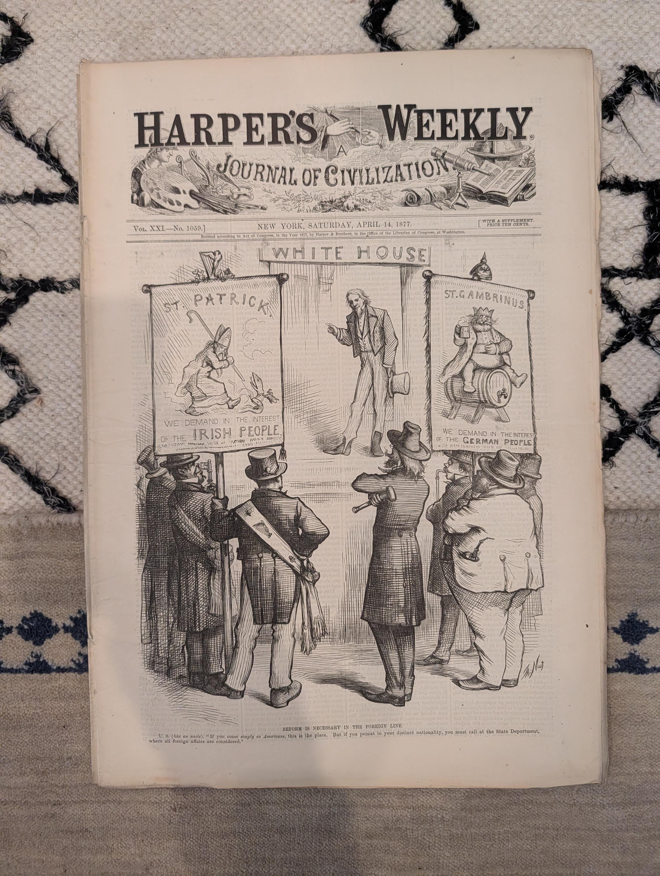 1877 Brooklyn Bridge Construction, Tweed Exile, Nast, Witch Trial — Apr 14
