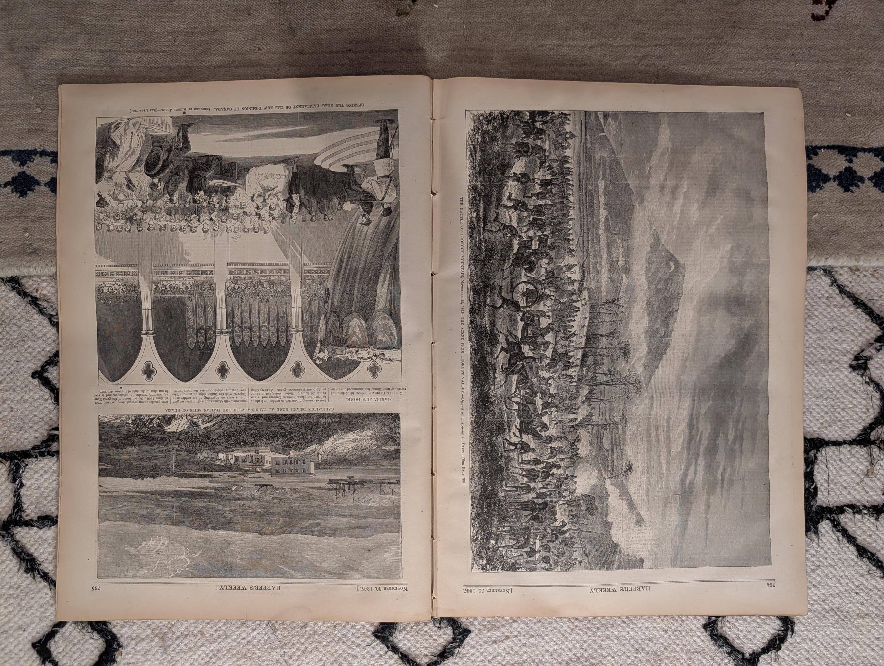 1867 Charles Dickens Portrait, Two Thanksgiving Prints, Grant — Nov 30