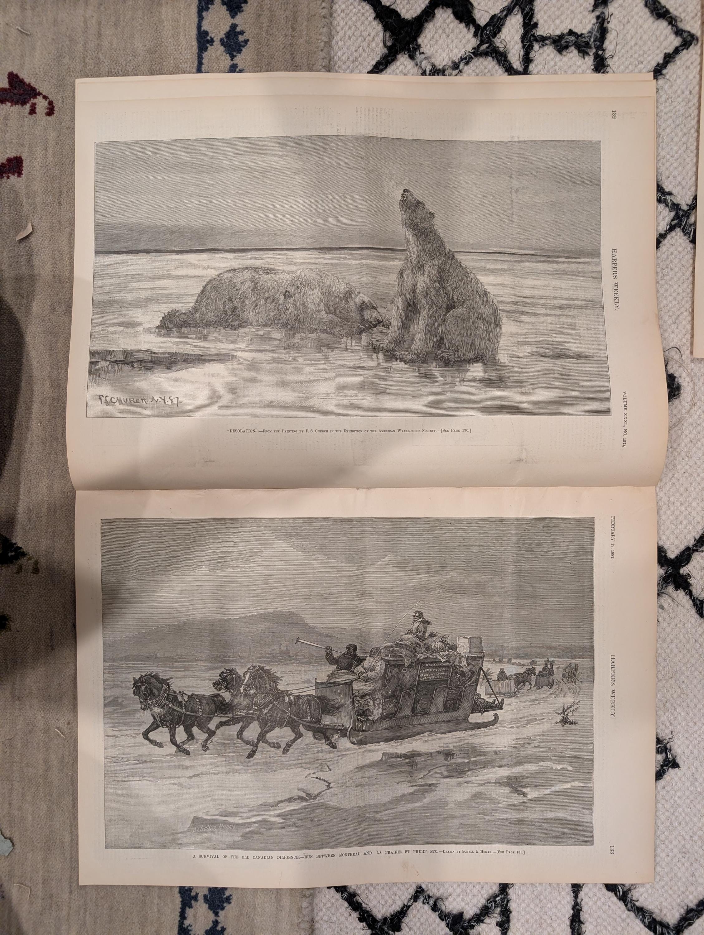 Harper’s Weekly – February 19, 1887, Original • Bismarck Front Page • Frederic Remington Plate • Railroad Disaster • Winter Canad