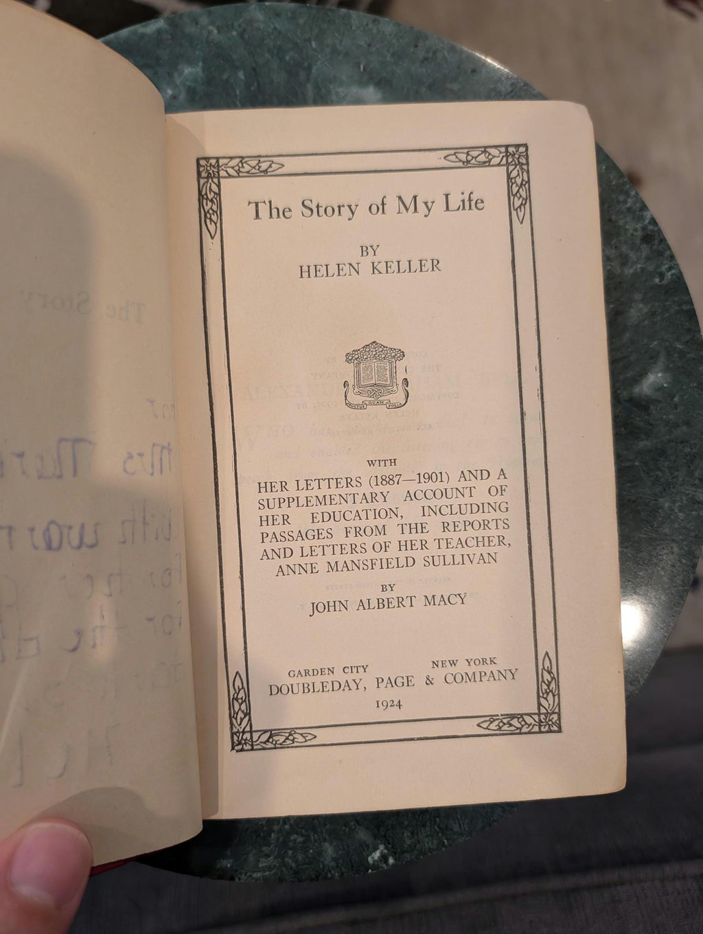 INSCRIBED Helen Keller *Association Copy*, "Story of My Life." 1924
