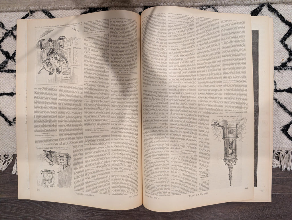 HARPER’S WEEKLY — April 2, 1887 — Mark Twain Bust, Republican Elephant, Casemate Fort Firing, Papago Indians, Ship in Storm