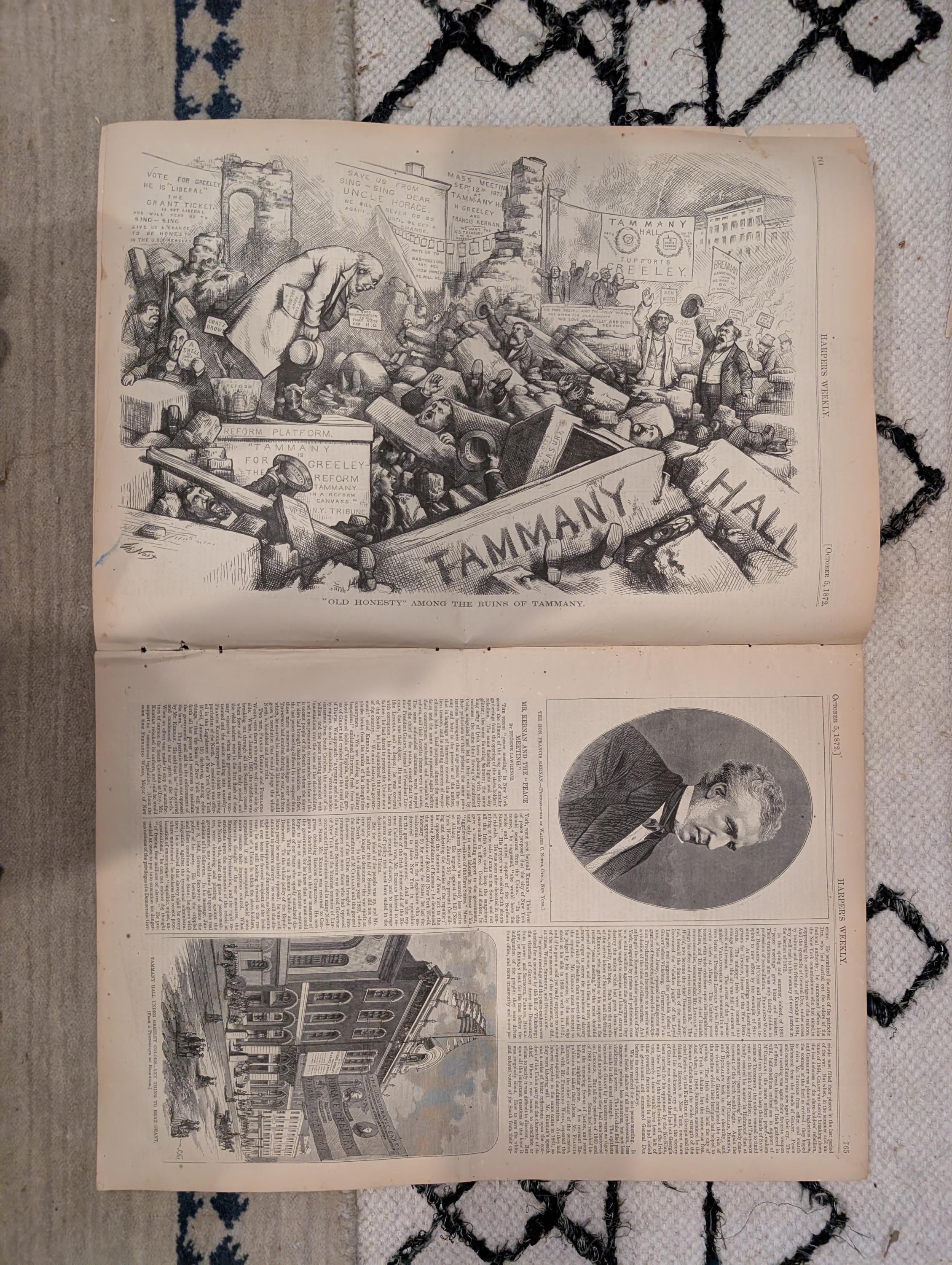 1872 Tammany Hall Nast Harper's Weekly Oct 05 Suez Canal Ocean Travel