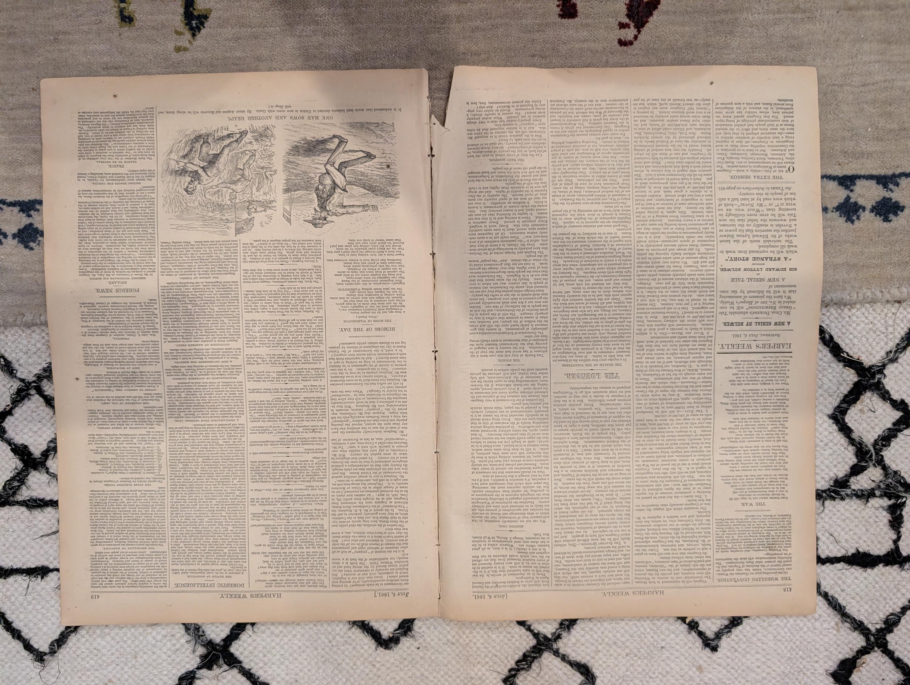 1861 Harper's Ferry Evacuation Harper's Weekly July 06 Mississippi River Map