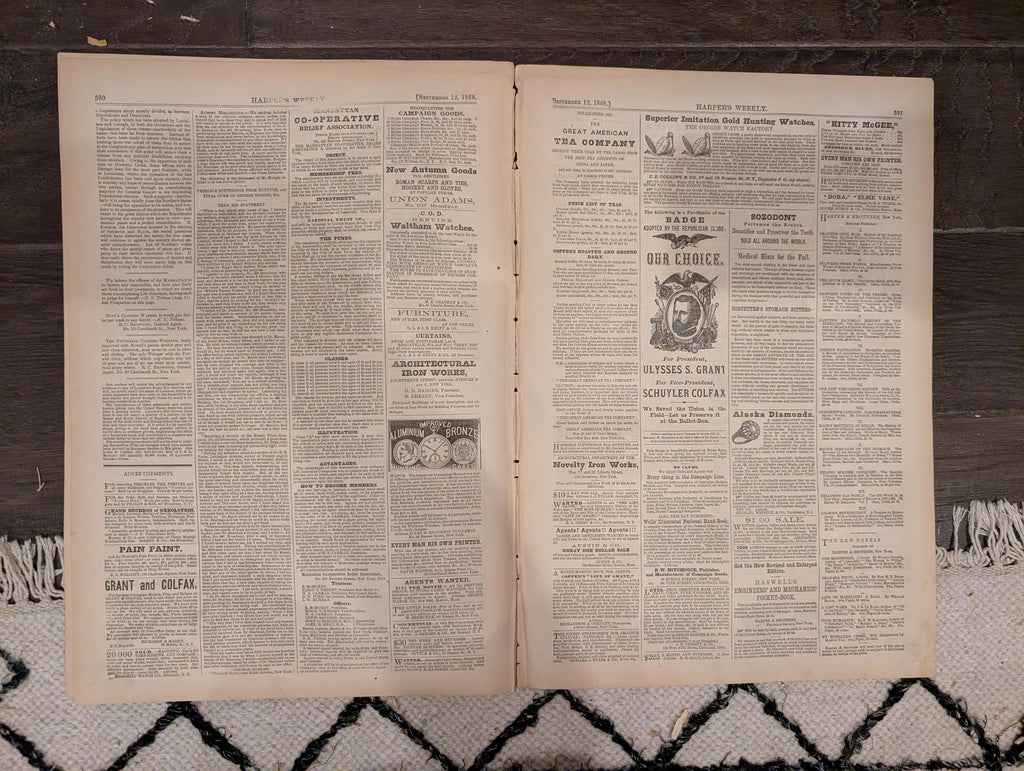 Harper’s Weekly – September 12, 1868 – Lincoln’s Tomb • Martha’s Vineyard Camp Meeting • Prospect Park Views • Bird Hunting • NYC Street Lif