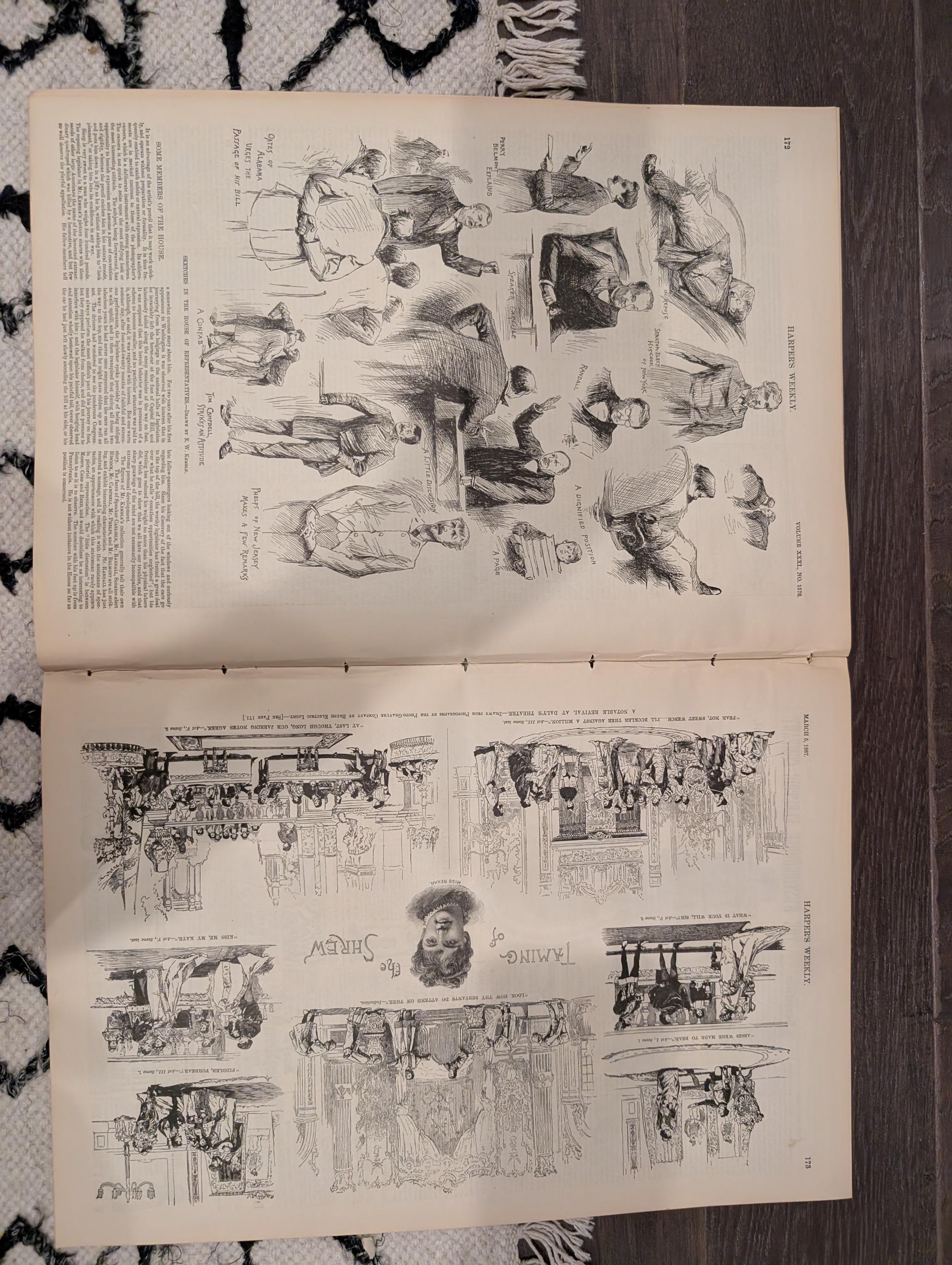 HARPER’S WEEKLY — March 5, 1887 — Riviera Earthquakes, Hussars Cavalry Drill, Daly’s Theatre Revival, James Strong Front Page