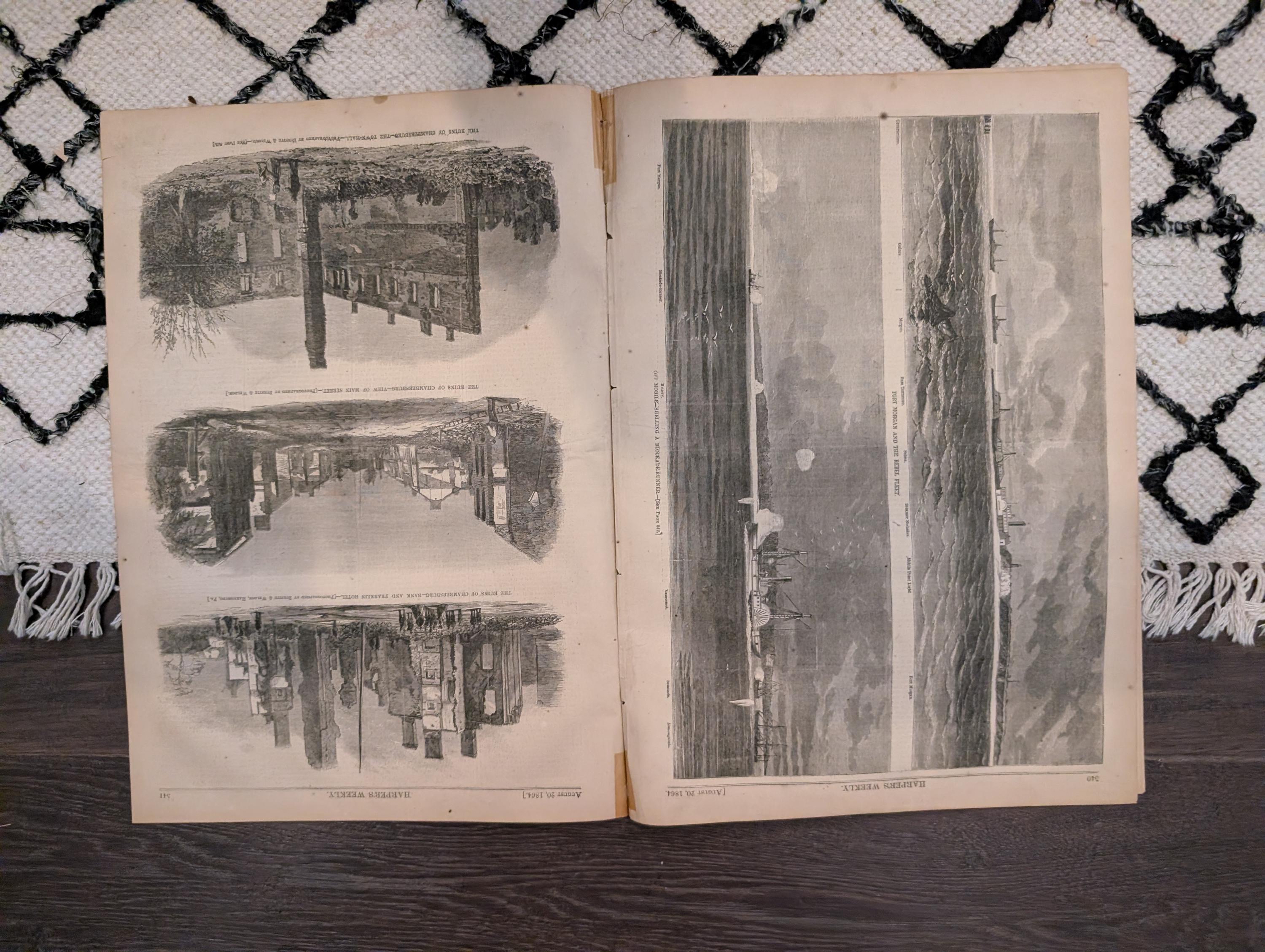 1864 Petersburg Mine Explosion Harper's Weekly August 20 Mobile Bay
