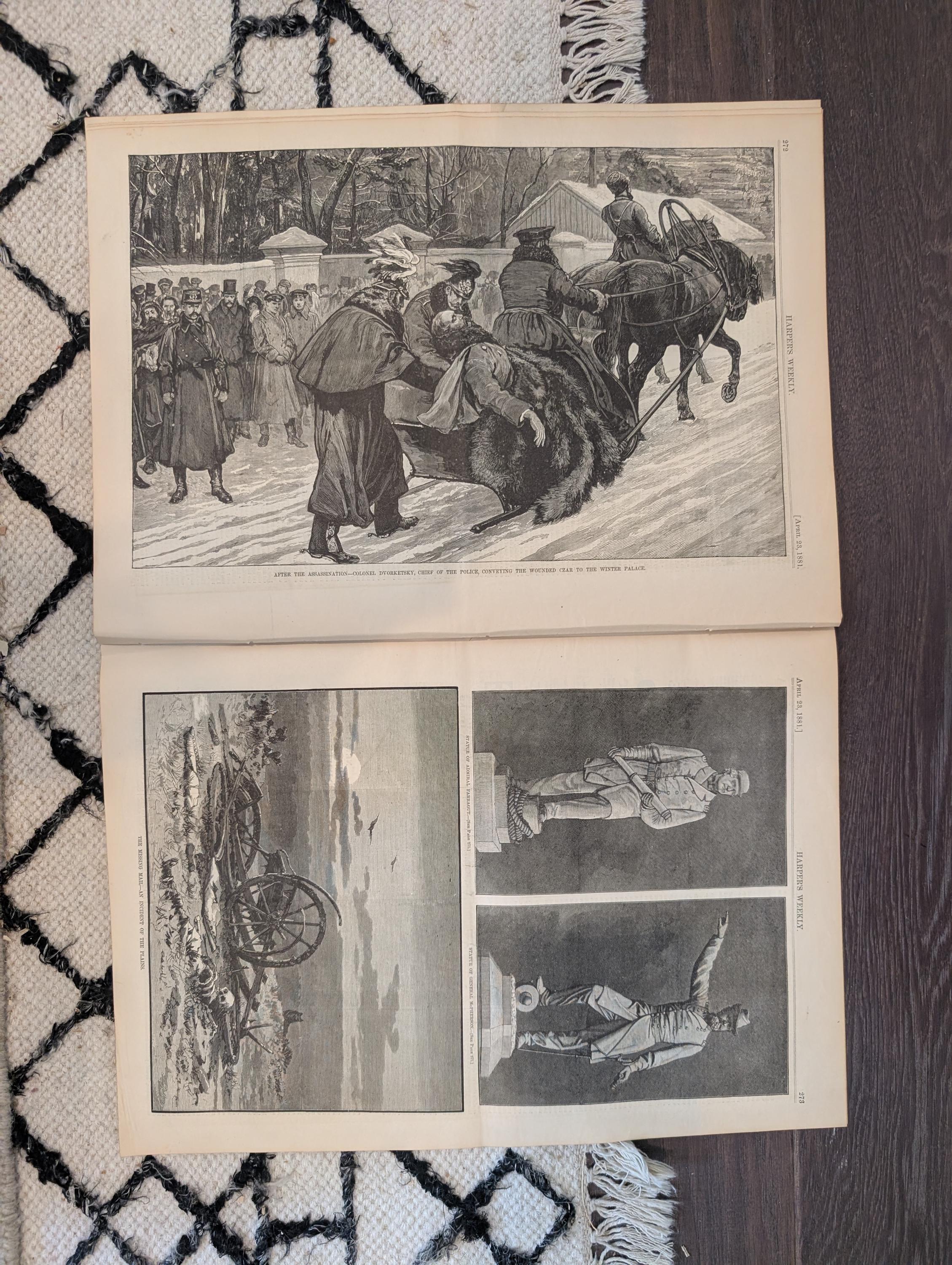 1881 Nast Double Issue, California Bee Ranch, Czar Assassination Scene — Apr 23