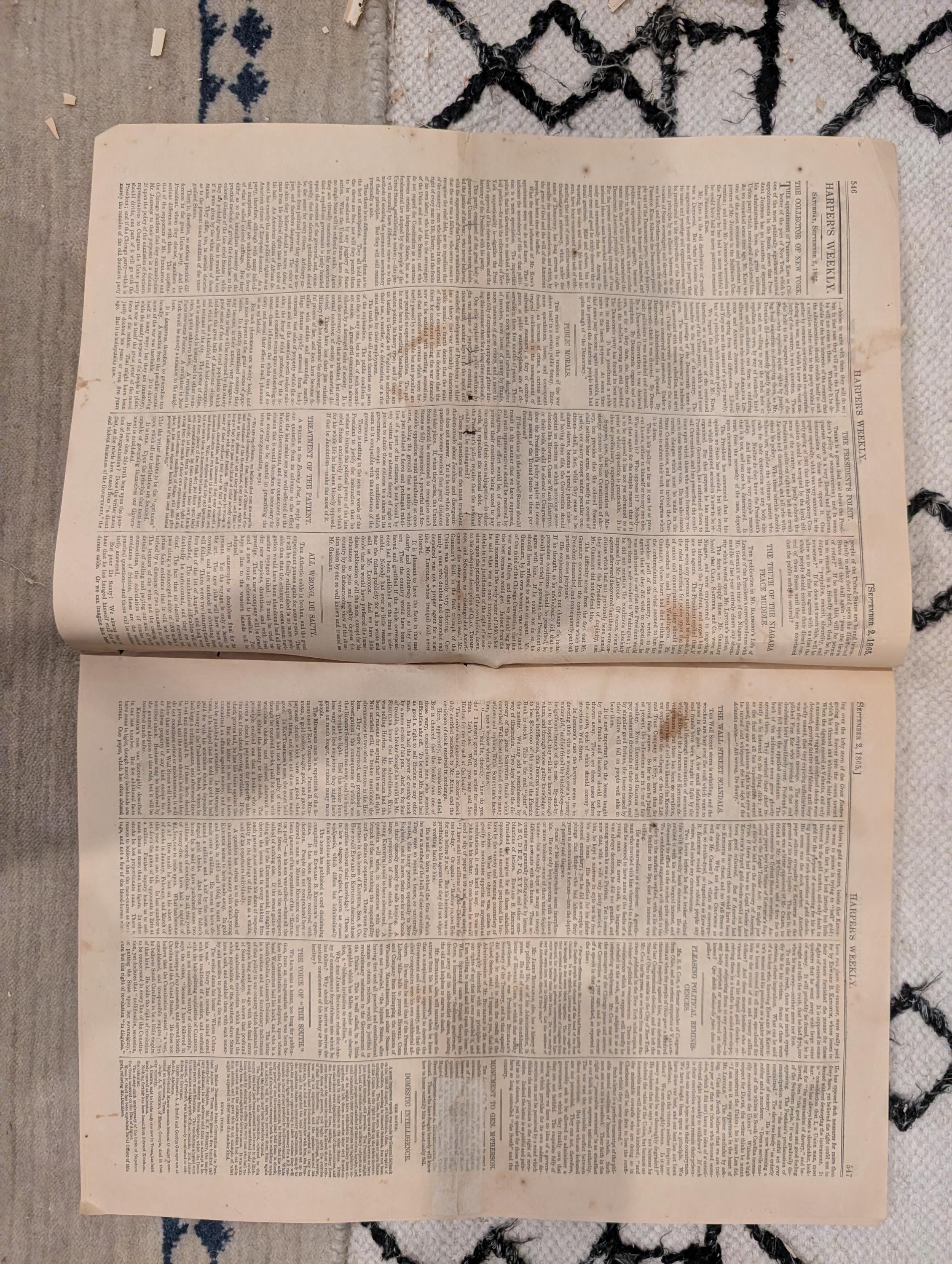 1865 Sept 2  Castle Garden Immigrants, Housatonic Railroad Disaster, Wall Street