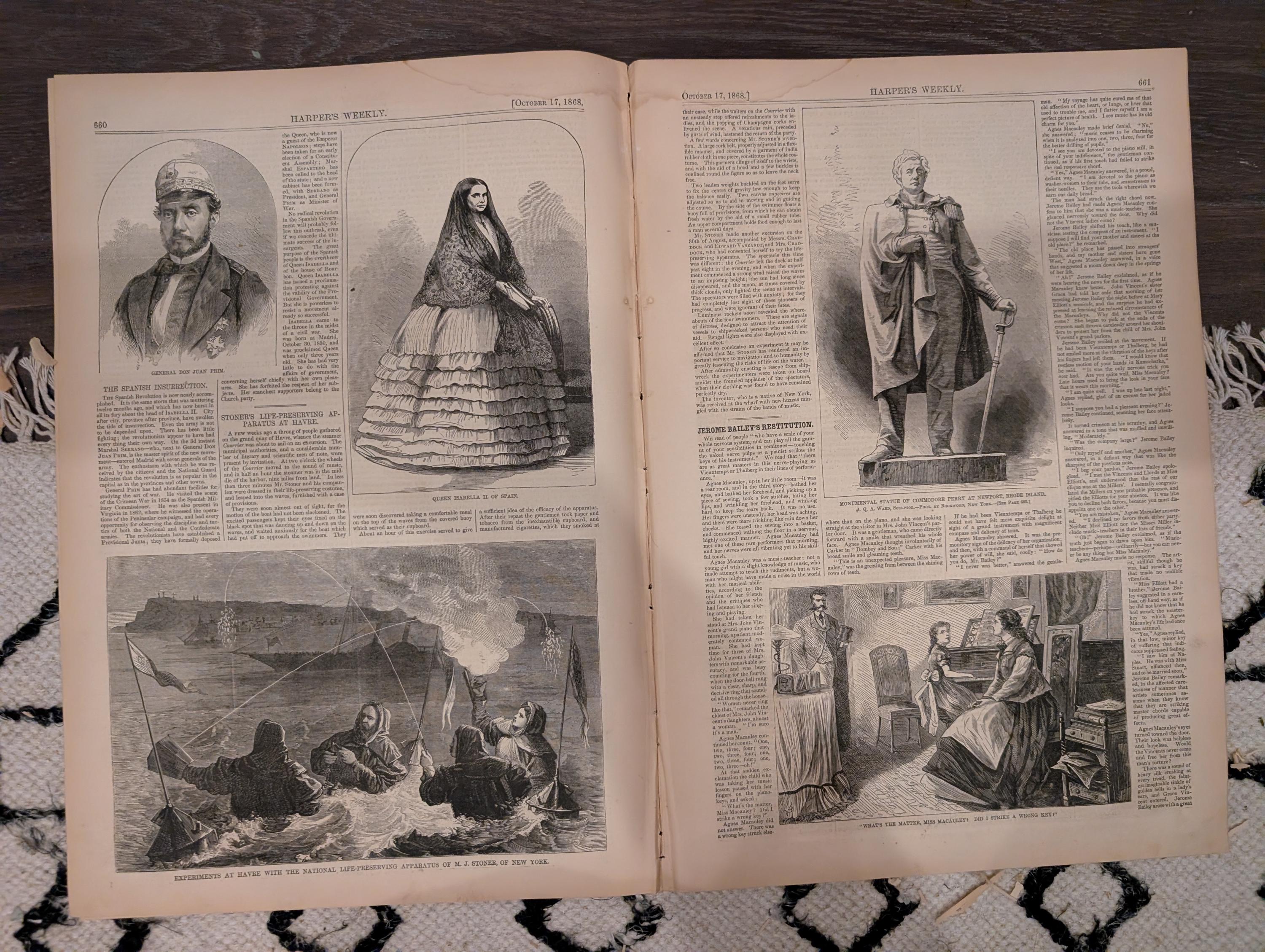 Harper’s Weekly – October 17, 1868 – Boys in Blue Parade • Life-Preserving Apparatus • Scenes in the Life of a Trapper • Indian Engagement