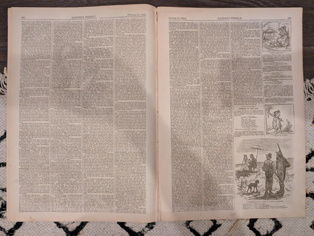 Harper’s Weekly – October 31, 1868 – Winslow Homer “Our Next President” • Chicago Cattle Market • Cadiz & Haiti Naval Scenes • Peru Earthqua