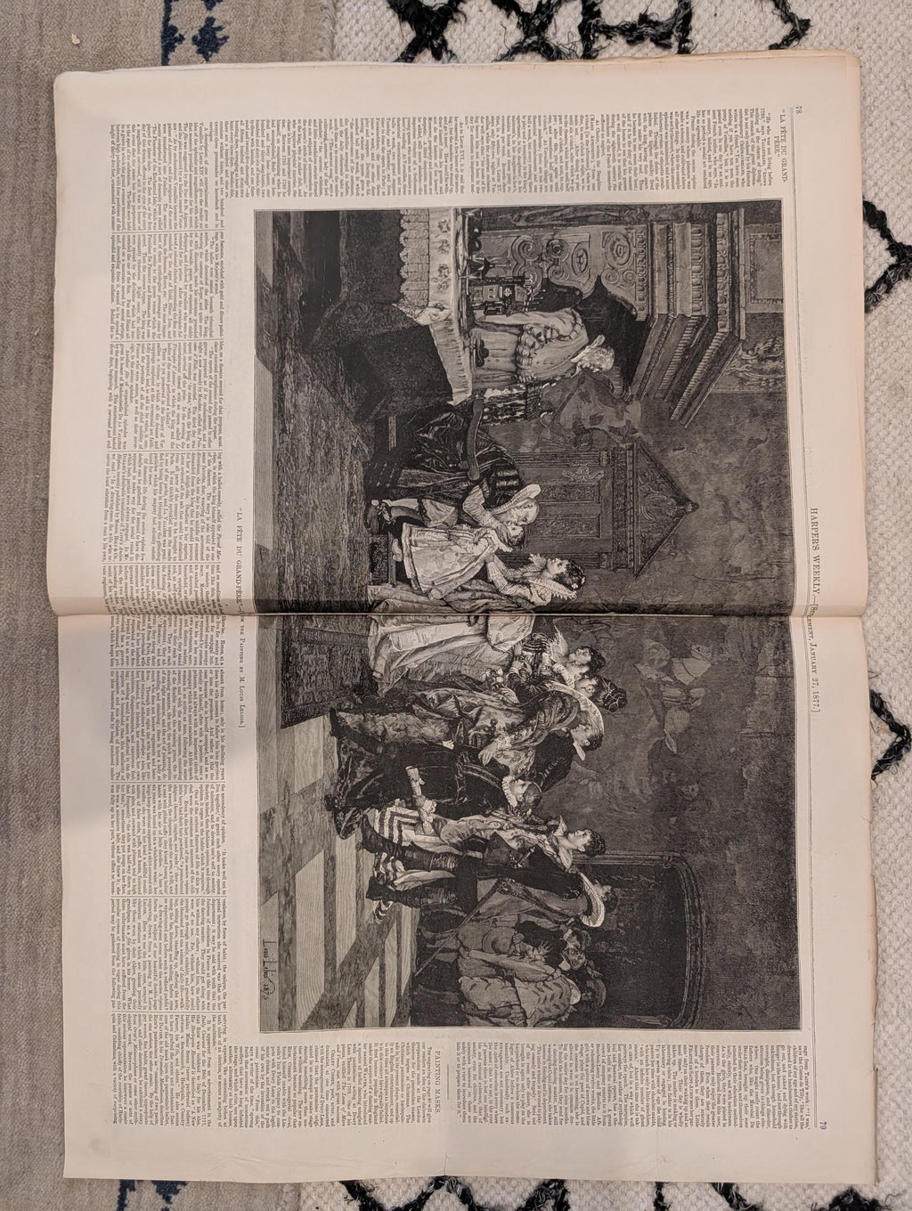 1877 Cornelius Vanderbilt Burial, Nast Cartoon, Grandfather's Fete — Jan 27