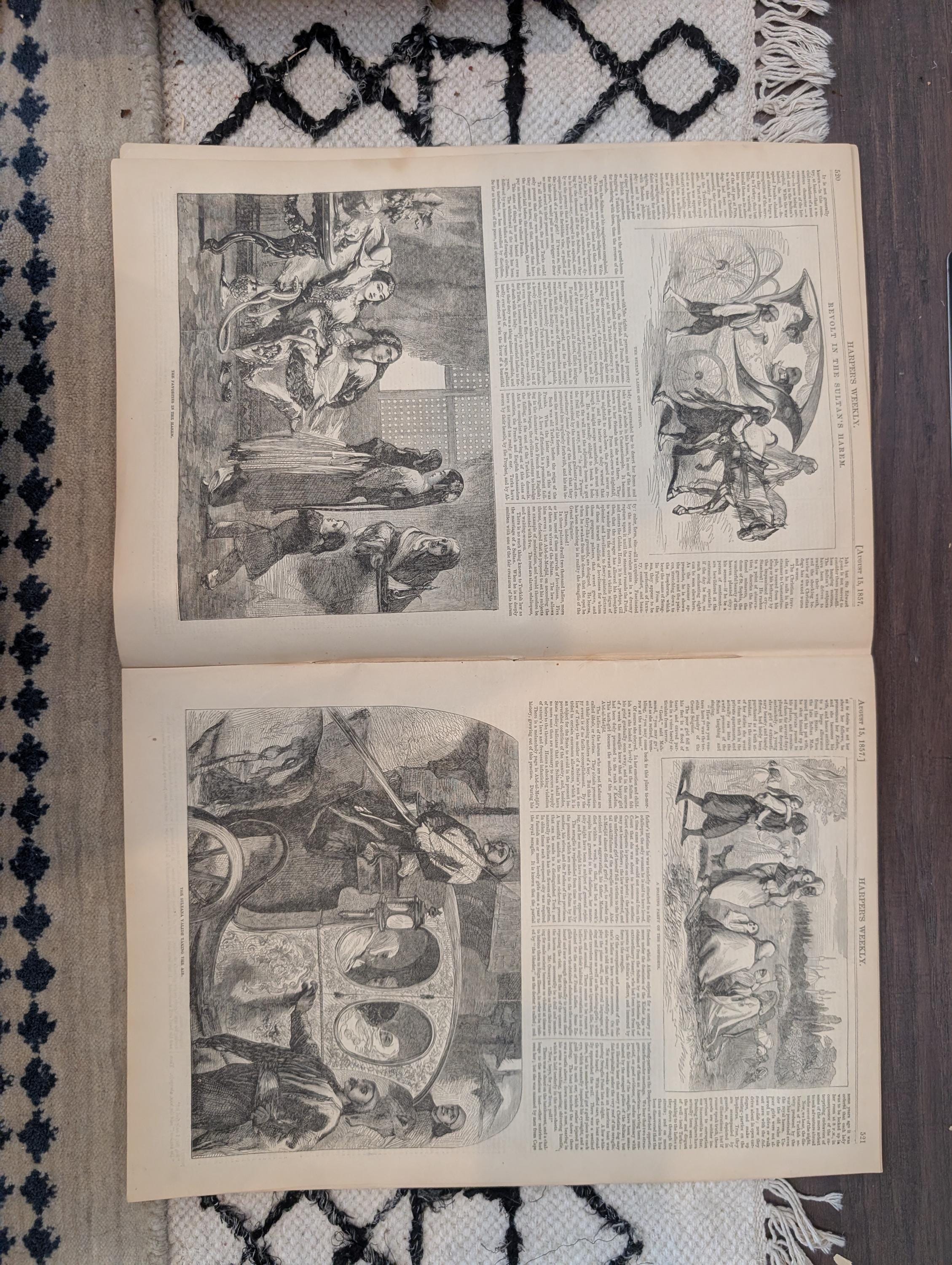 1857 Newport Bathing Scene Harper's Weekly August 15 King of Delhi General Wolfe