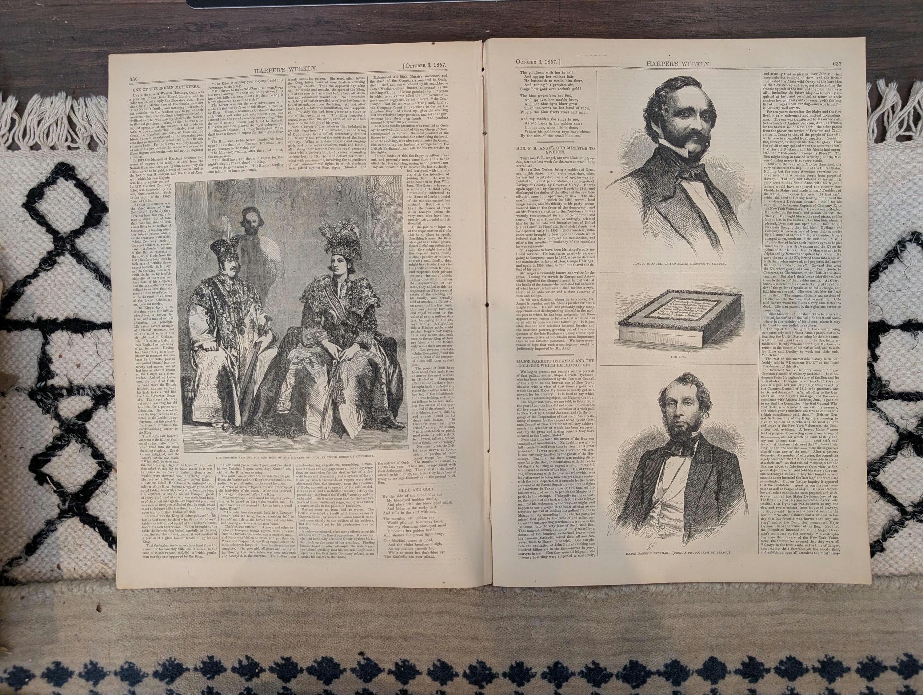 1857 California Mining Life Harper's Weekly October 03 Central America Wreck