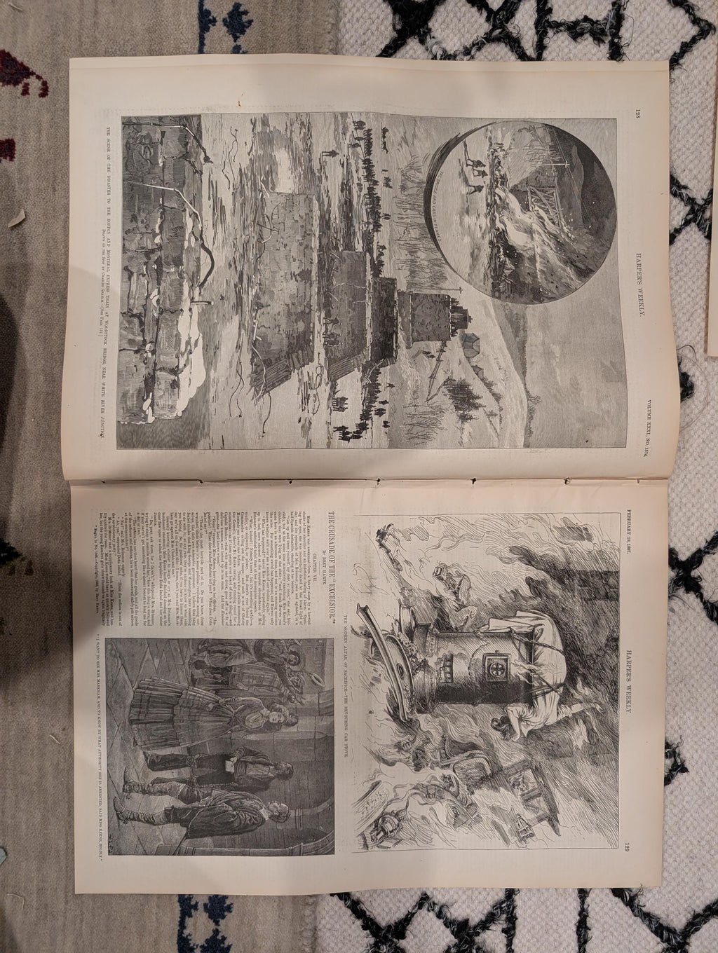 Harper’s Weekly – February 19, 1887, Original • Bismarck Front Page • Frederic Remington Plate • Railroad Disaster • Winter Canad