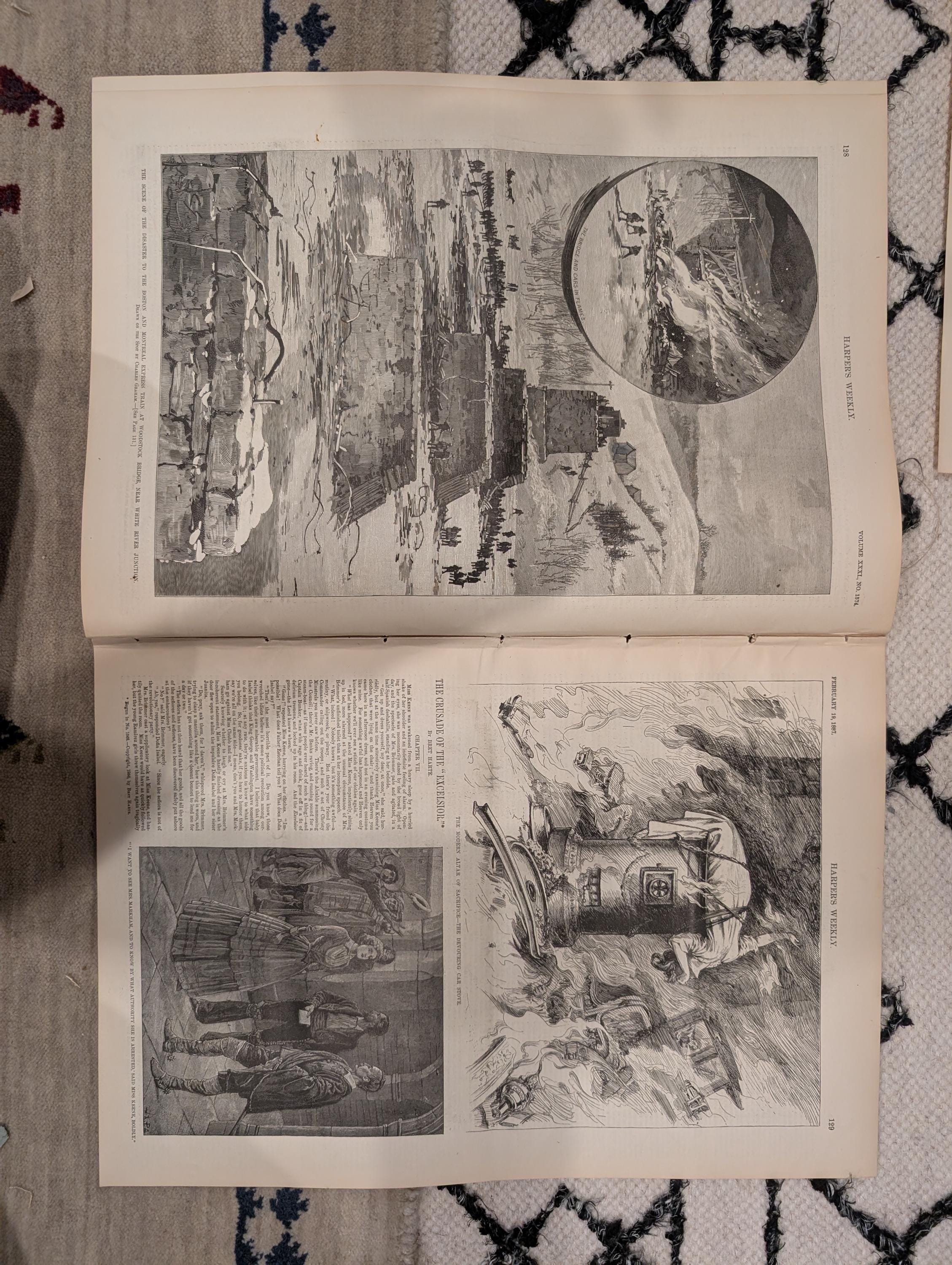 Harper’s Weekly – February 19, 1887, Original • Bismarck Front Page • Frederic Remington Plate • Railroad Disaster • Winter Canad