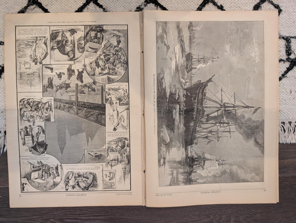 1881 Nast Foreign Encroachment, Prairie Blizzard, Ice Blockade, January Thaw NYC — Jan 29