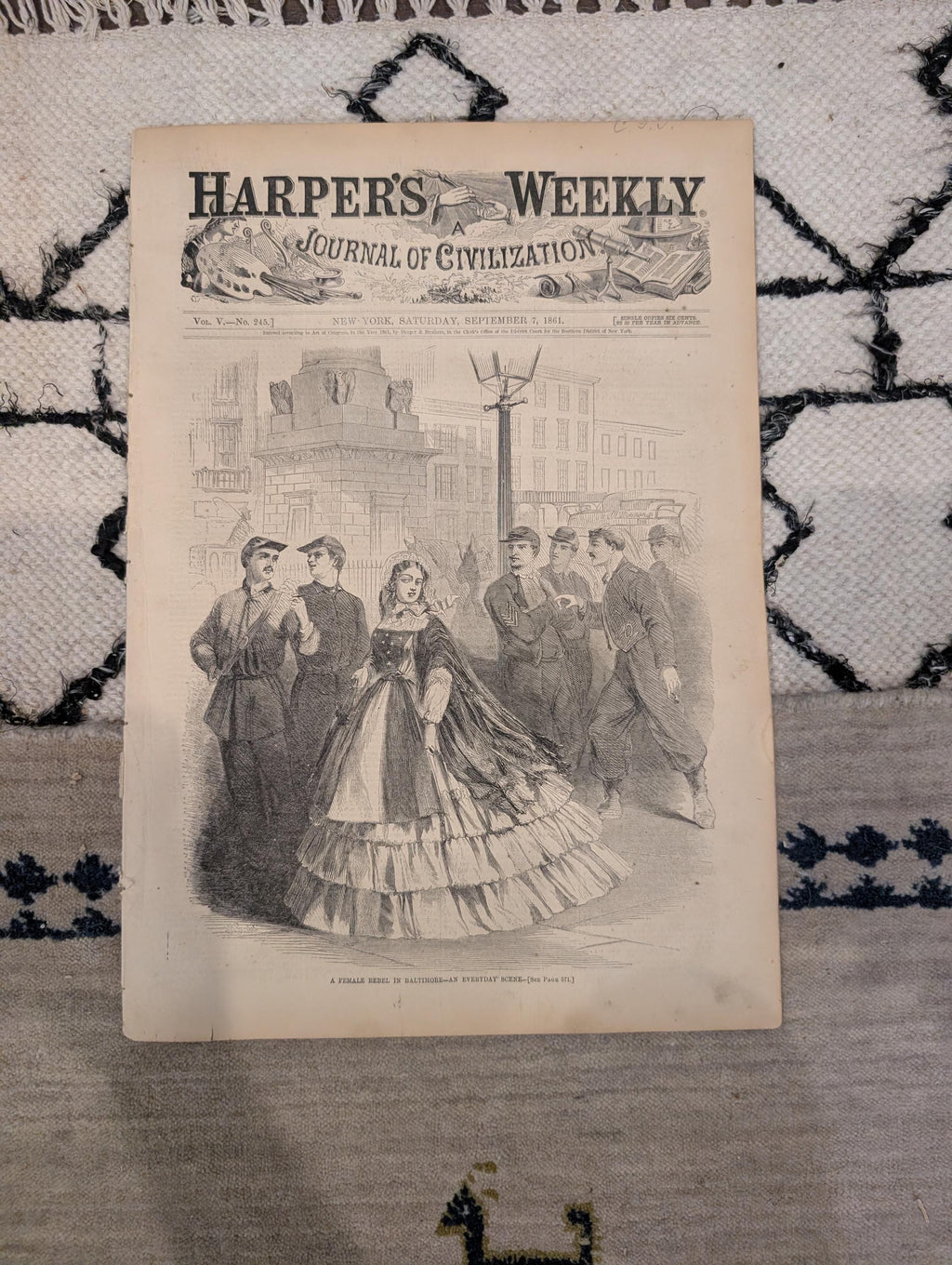 1861 Map of the West Harper's Weekly Sept 07 Fire Zouaves Baltimore Rebel