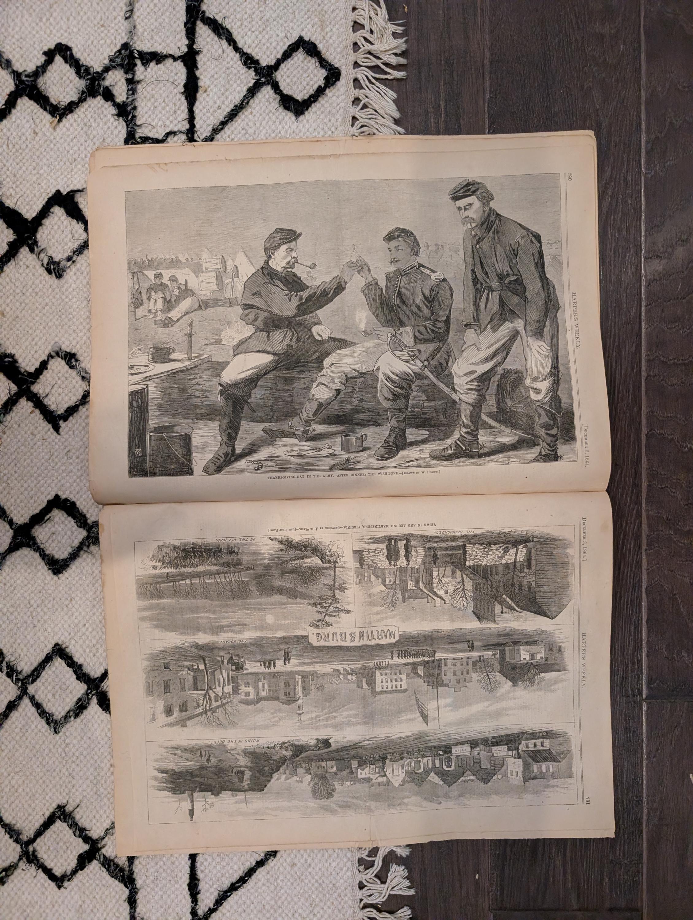 1864 Thomas Nast Thanksgiving Harper's Weekly December 03 Winslow Homer Wishbone