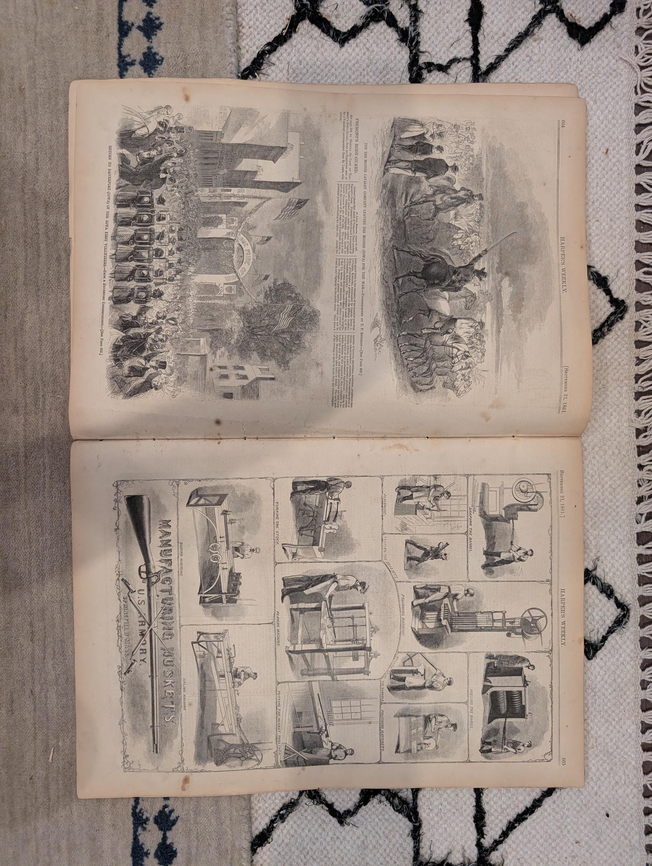 1861 George McClellan Centerfold Harper's Weekly Sept 21 Springfield Armory