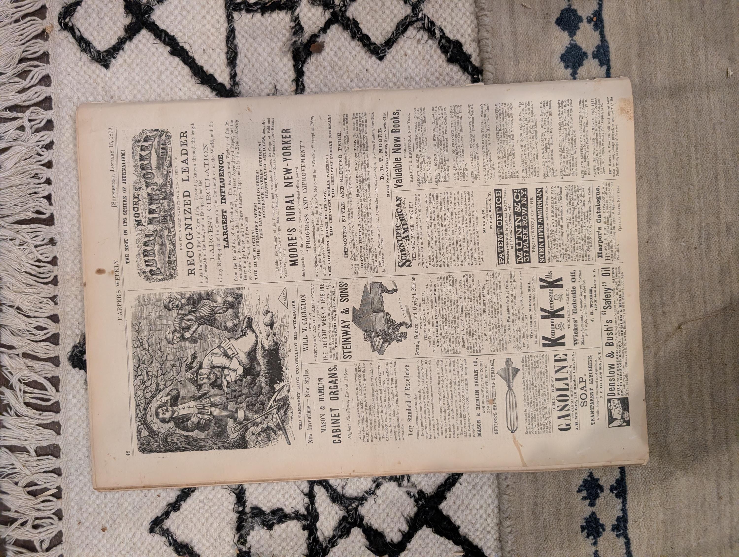 1872 Snow Battle Harper's Weekly January 13 Wilkie Collins George Eliot