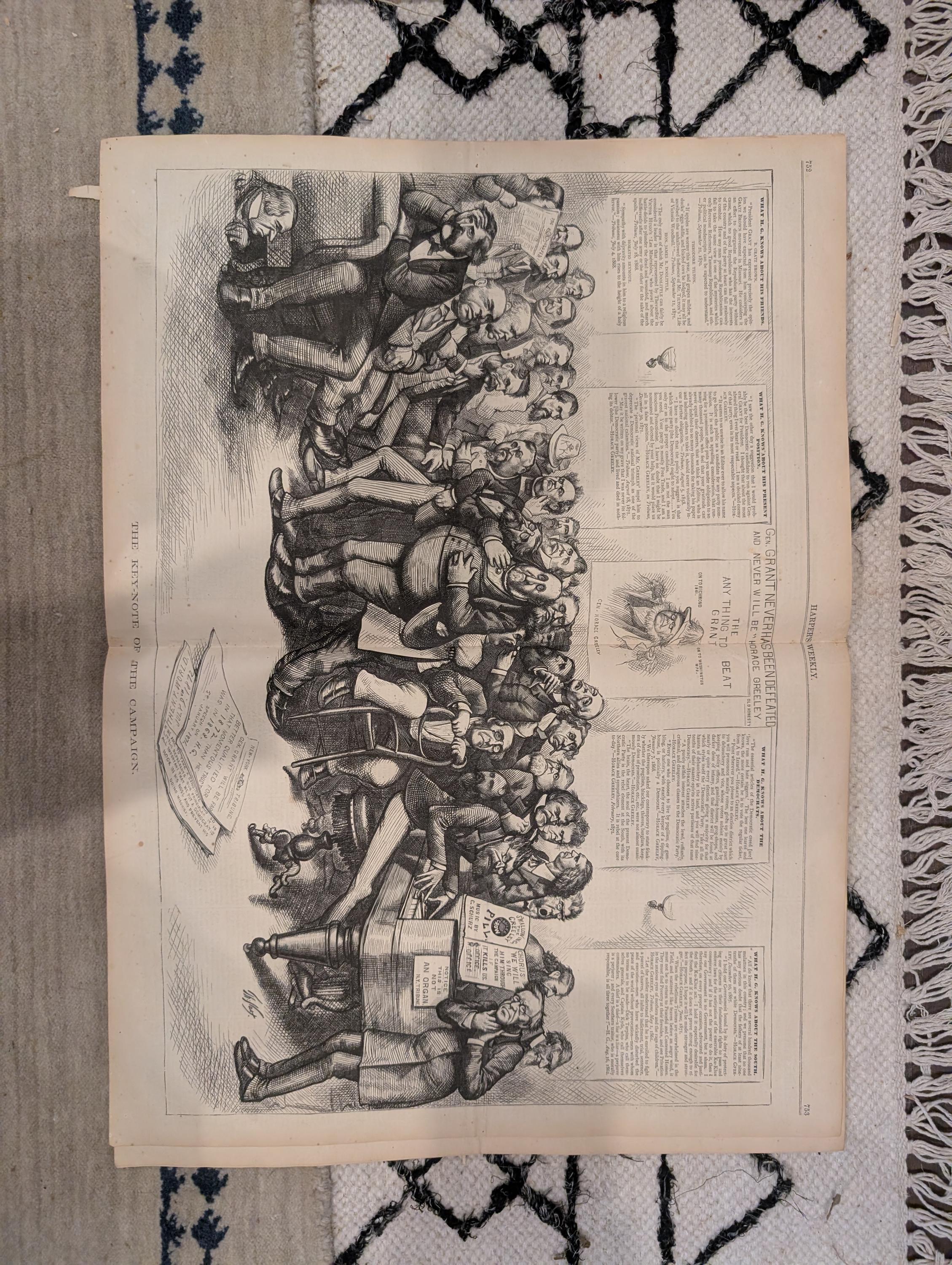 1872 Nast Campaign Key Note Harper's Weekly Sept 28 Greeley Riots
