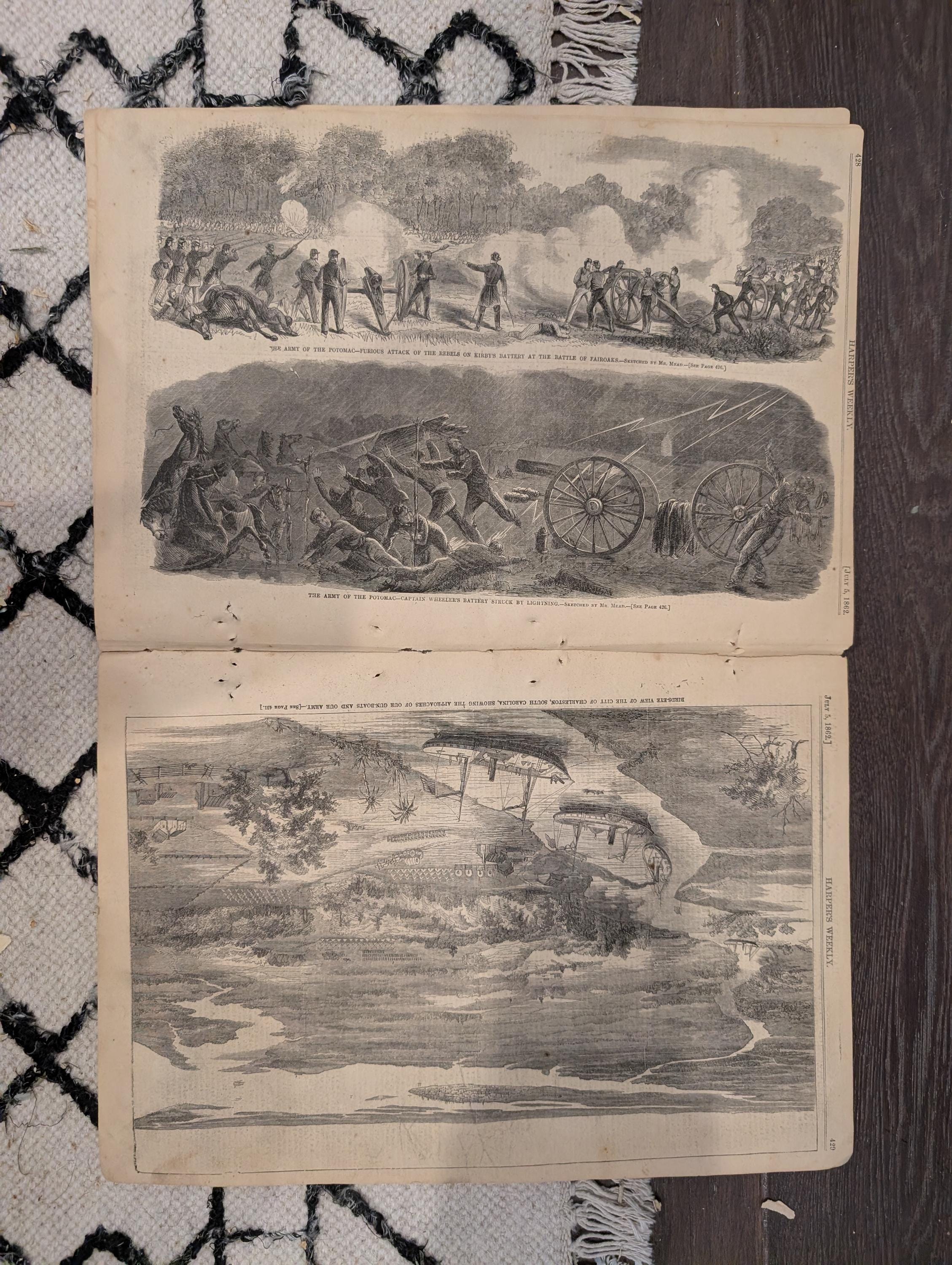 Harper’s Weekly – July 5, 1862 • Winslow Homer Cavalry Charge • Memphis & Cumberland Gap • Fair Oaks Artillery