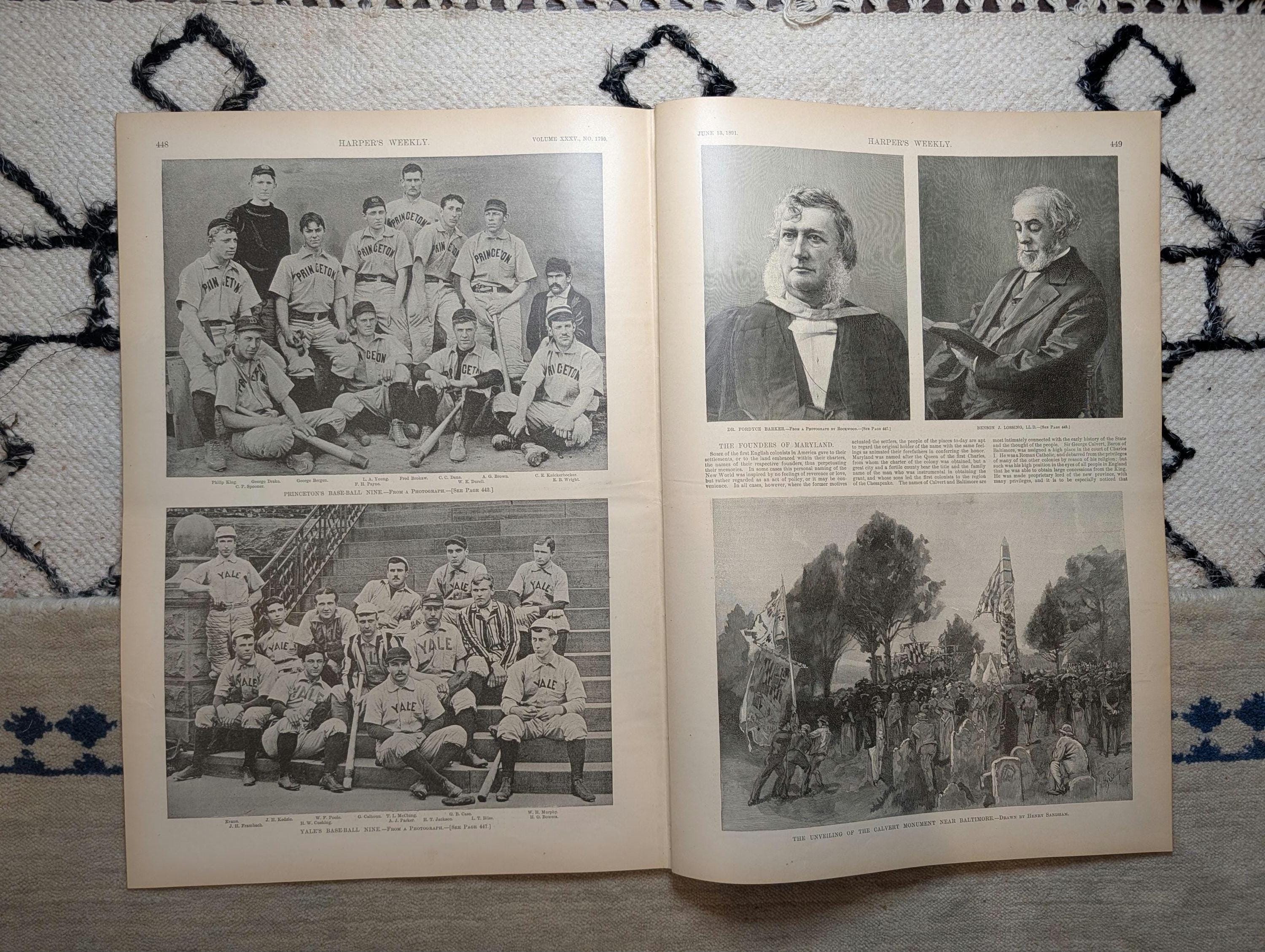 1891 Edison in His Lab, Yale & Princeton Baseball Teams, Chicago Tunnel — Jun 13