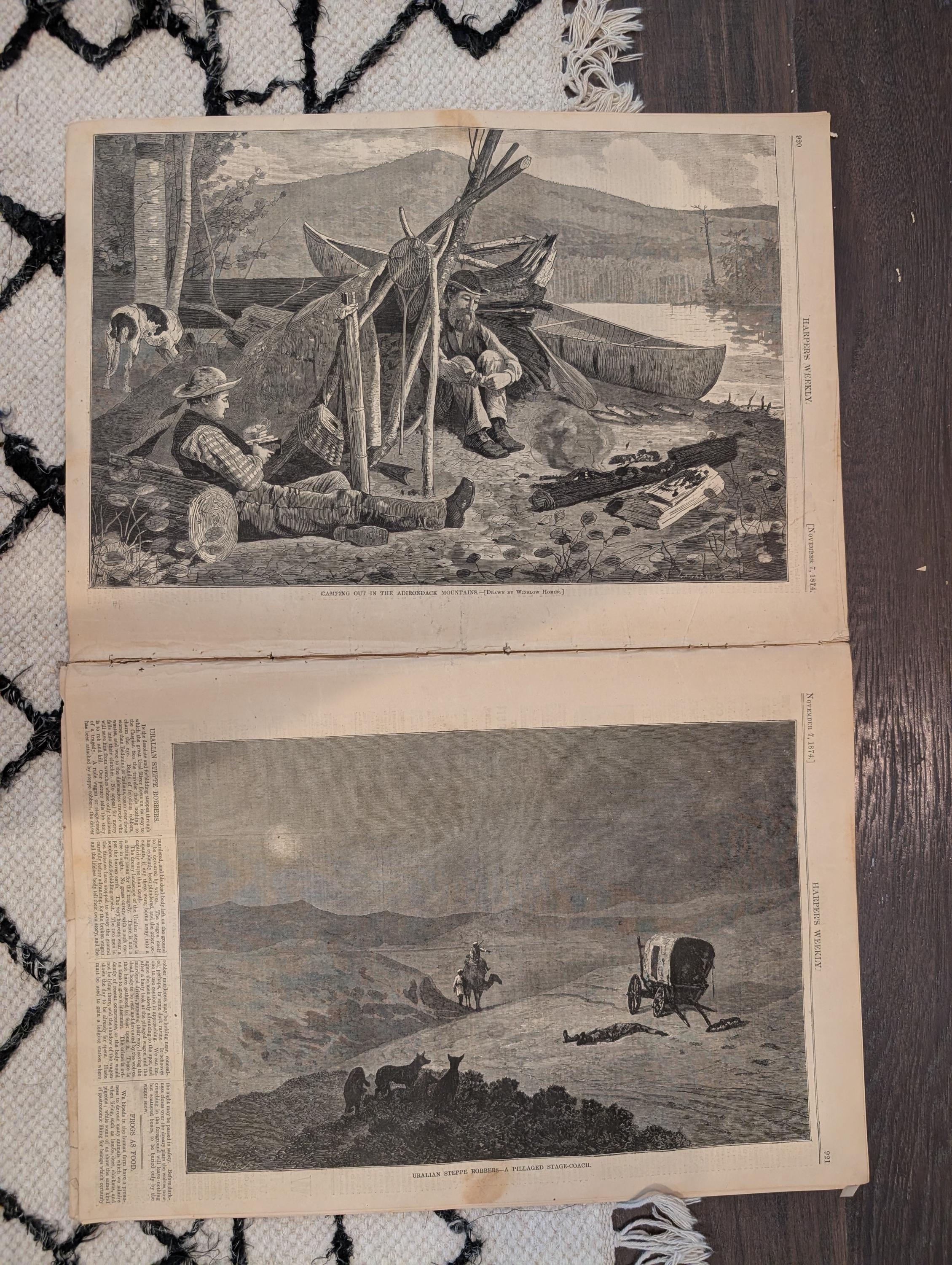 1874 FIRST Republican Elephant by Nast, Winslow Homer, Emigrants — Nov 7