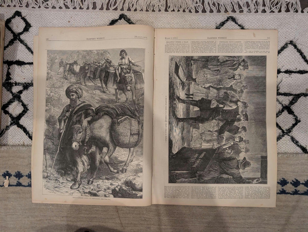 1872 Cheetah Hunting India Harper's Weekly March 09 Broadway February Thaw