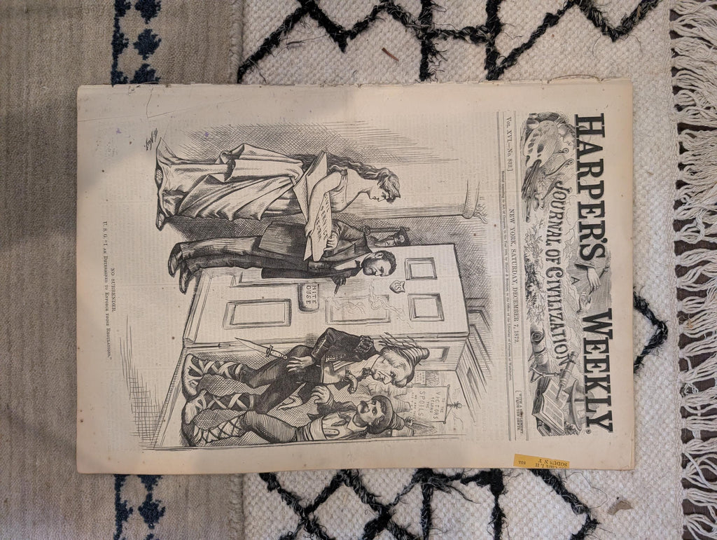 1872 Nast No Surrender Harper's Weekly Dec 07 Boston Fire Gambling