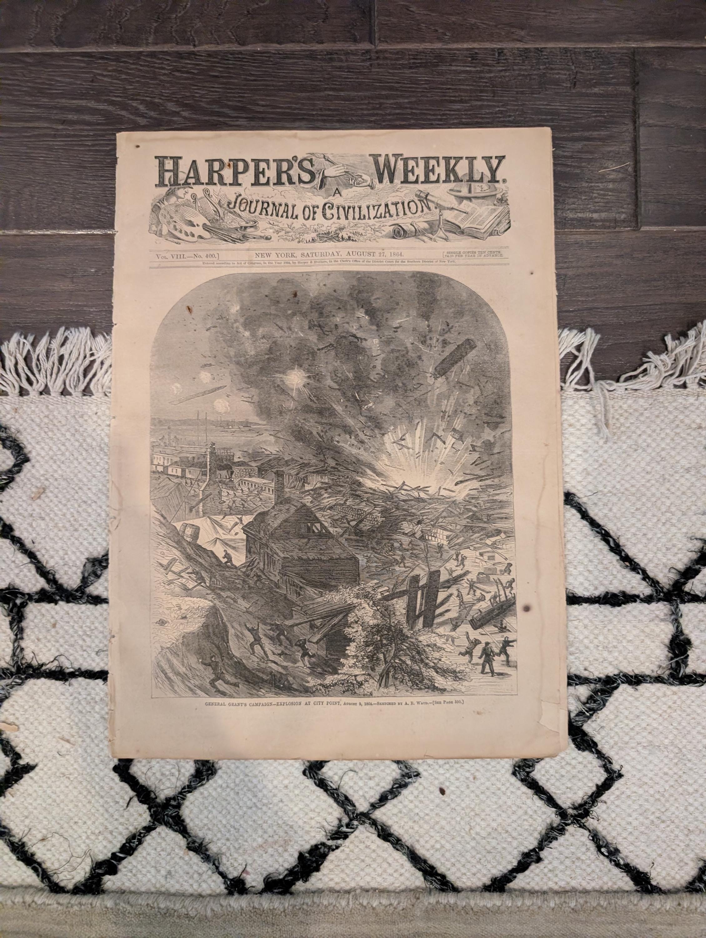 1864 Ezra's Church Harper's Weekly August 27 Thomas Nast Central Park