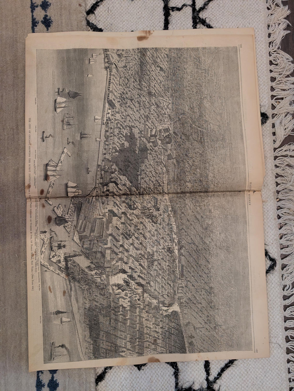 1874 Chicago Burnt District Panorama, College Regatta, Nast — Aug 1