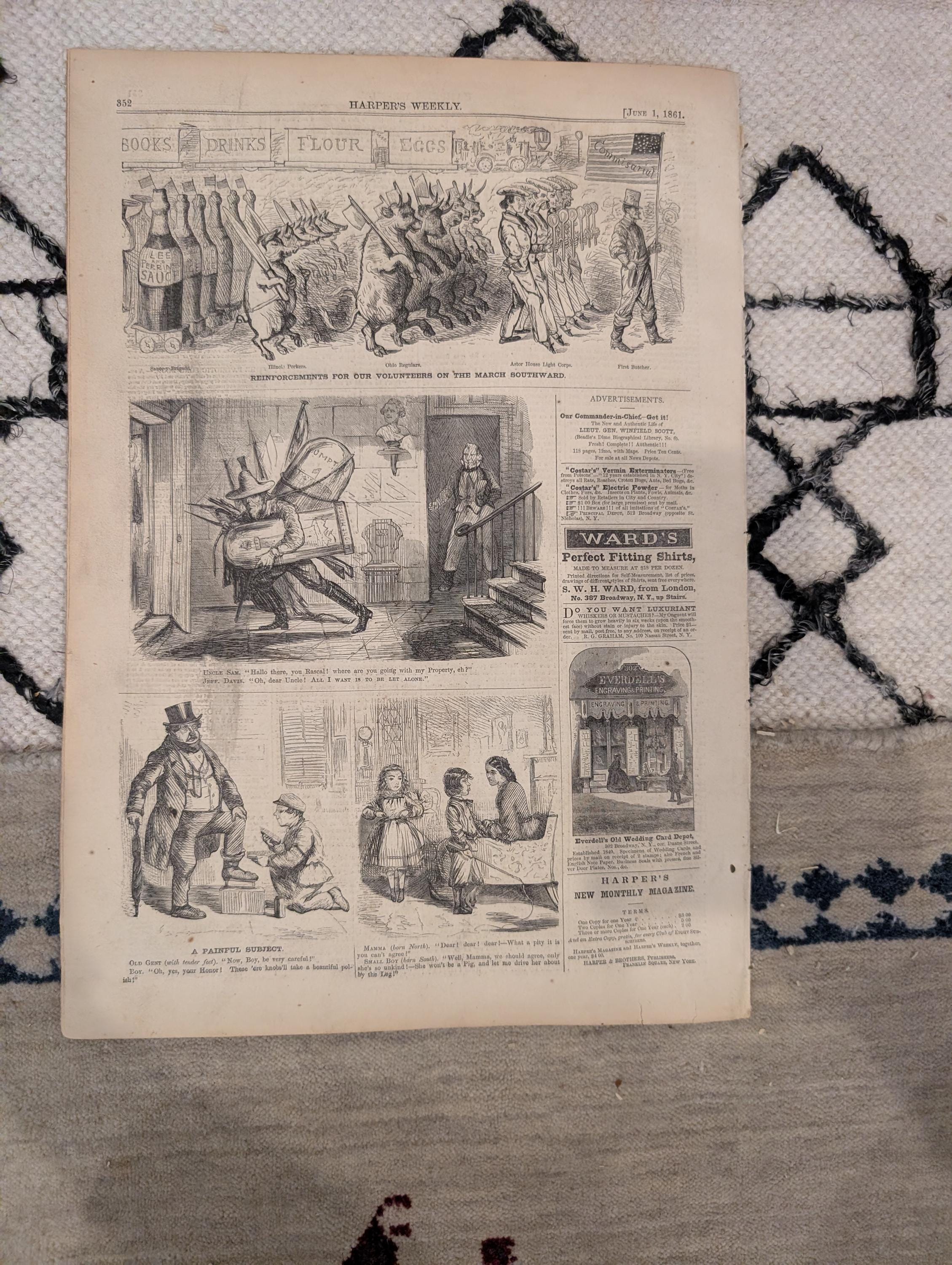 1861 Military Occupation Baltimore Harper's Weekly June 01 Jefferson Davis