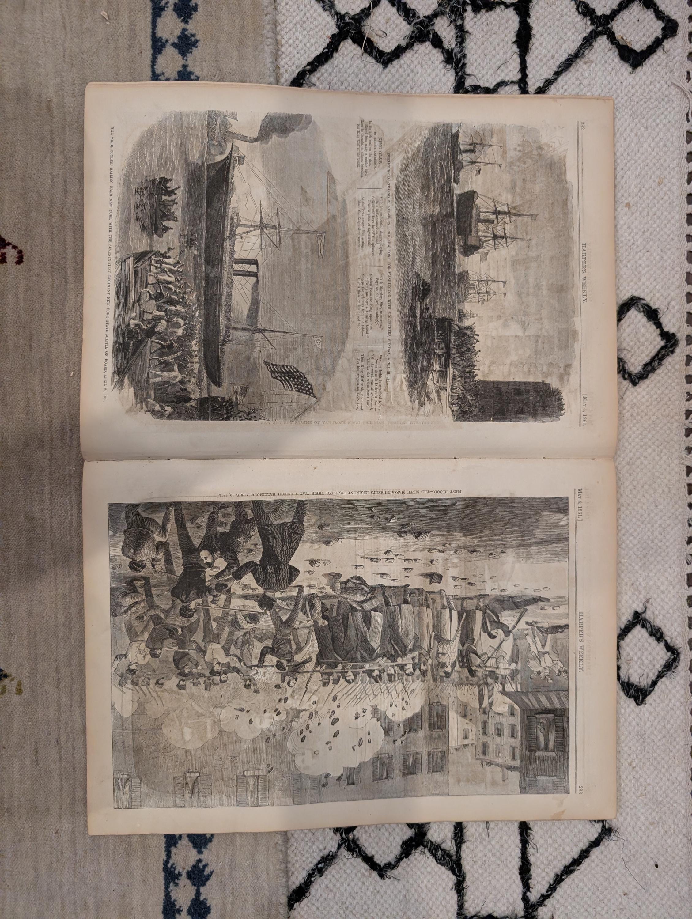 1861 Charleston House-Tops Harper's Weekly May 04 First Blood Baltimore