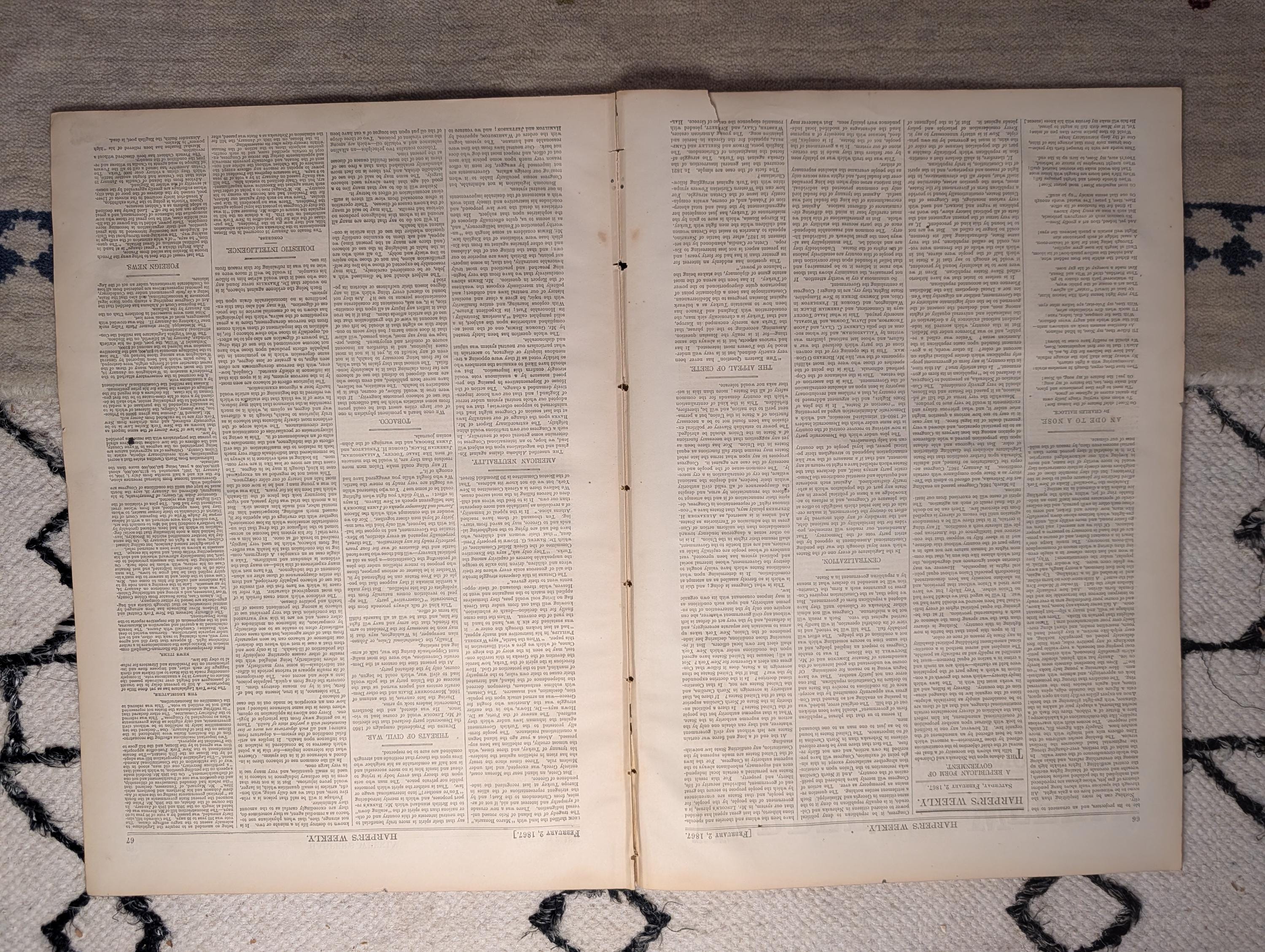1867 Cotton Plantation Black Workers Centerfold, Crete War — Feb 2