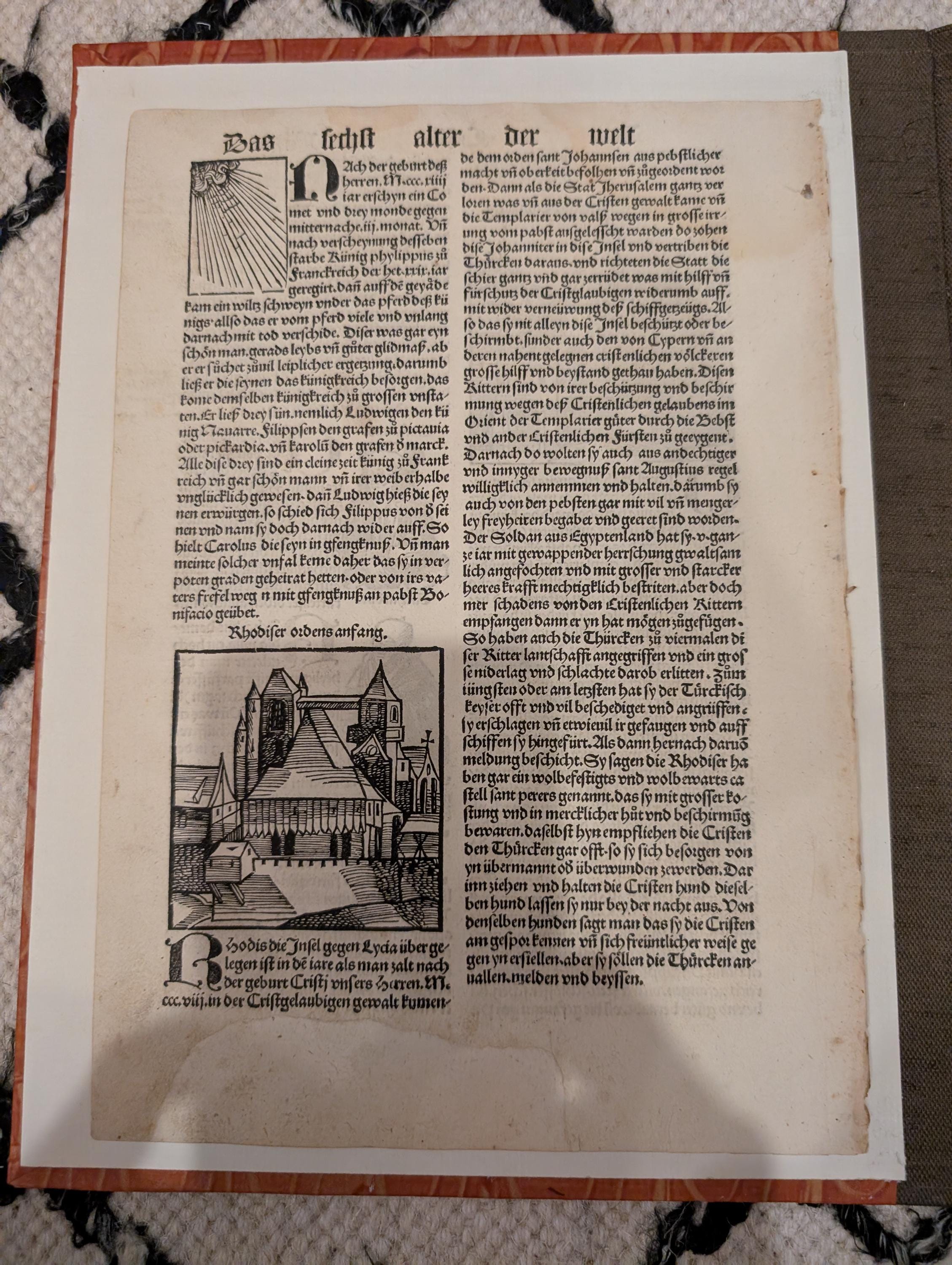 1496 Nuremberg Chronicle Original Leaf – Augsburg “Pirated” Edition by Johann Schönsperger – Kings & Scholars Woodcuts