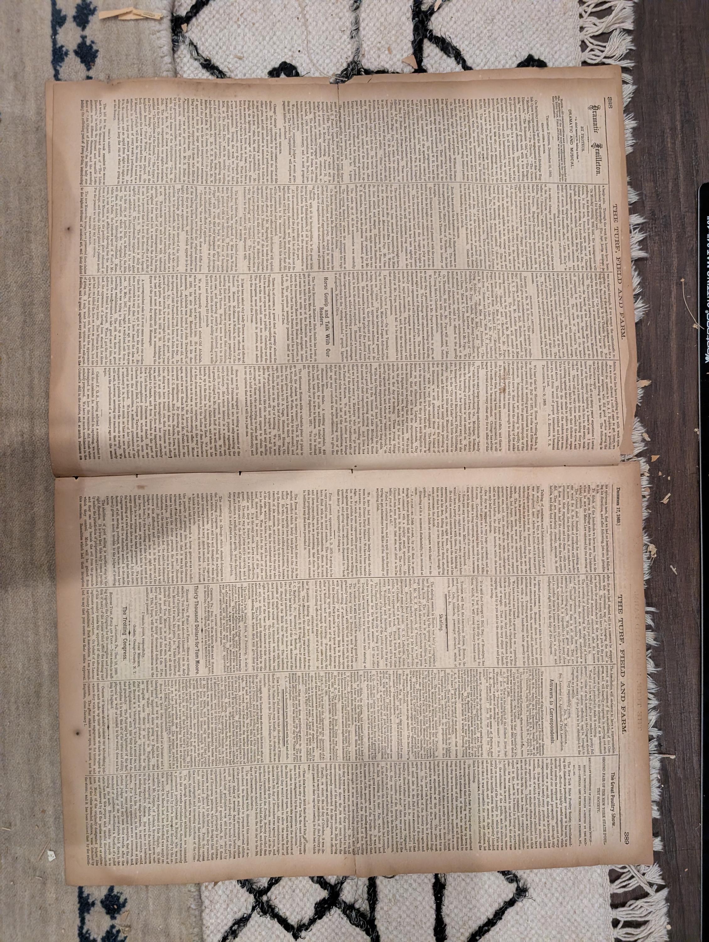 1869 Turf Field and Farm — Baseball Convention, English Derby, Chess, Horse Racing, Dec 17