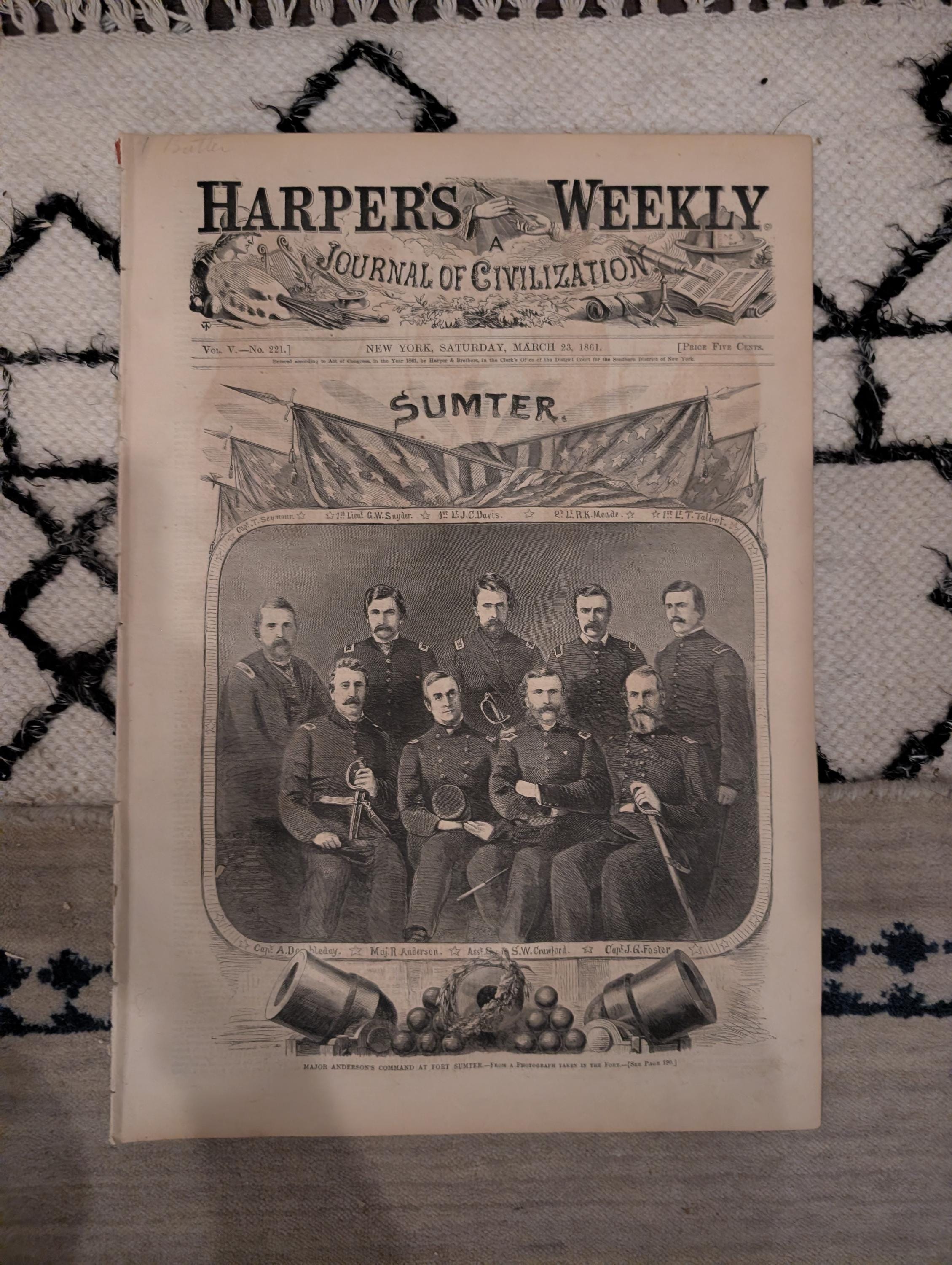 1861 The Alamo San Antonio Harper's Weekly March 23 General Twiggs