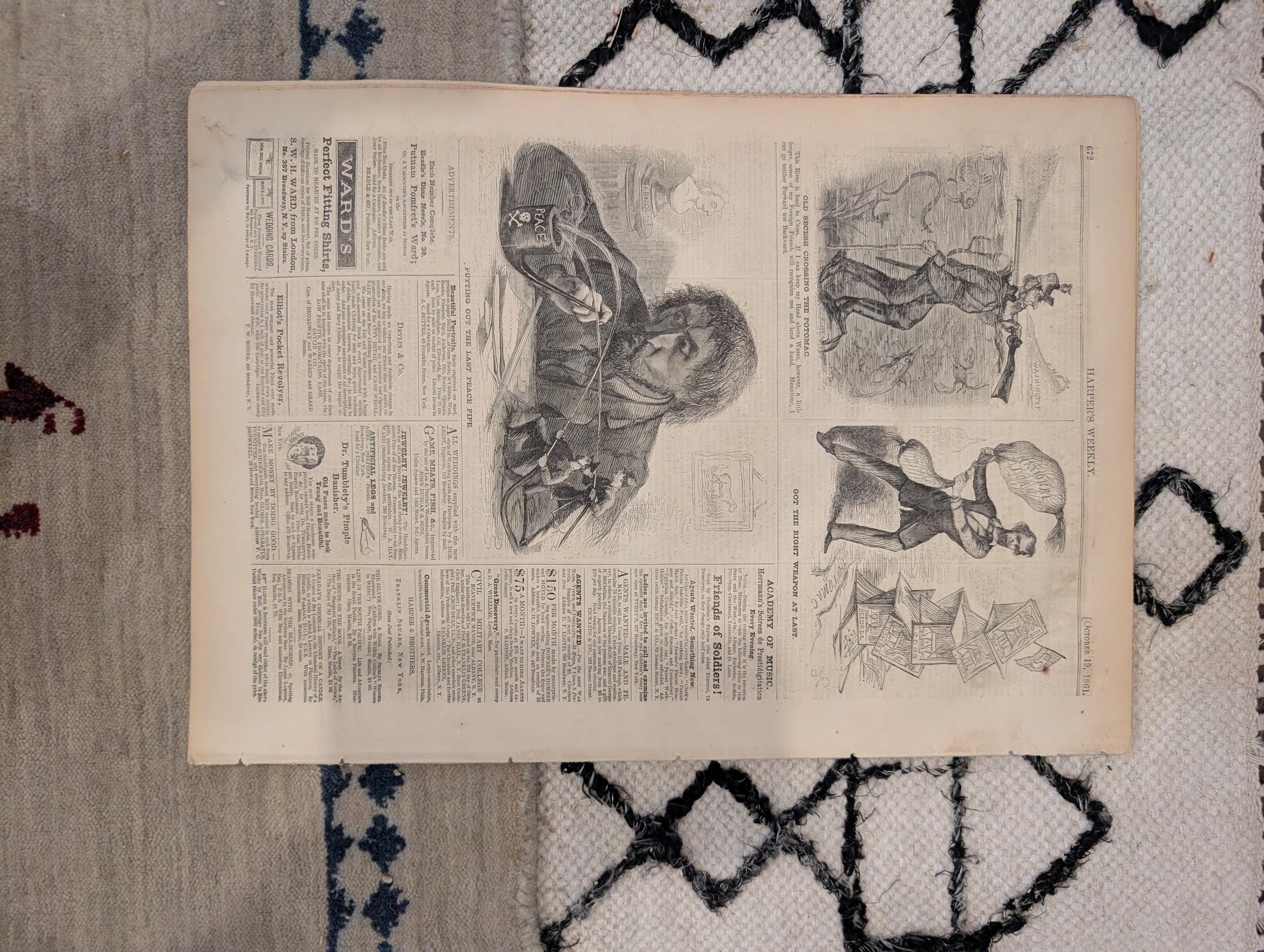 1861 War Map of Kentucky Harper's Weekly Oct 19 Ironclad Sherman Louisville
