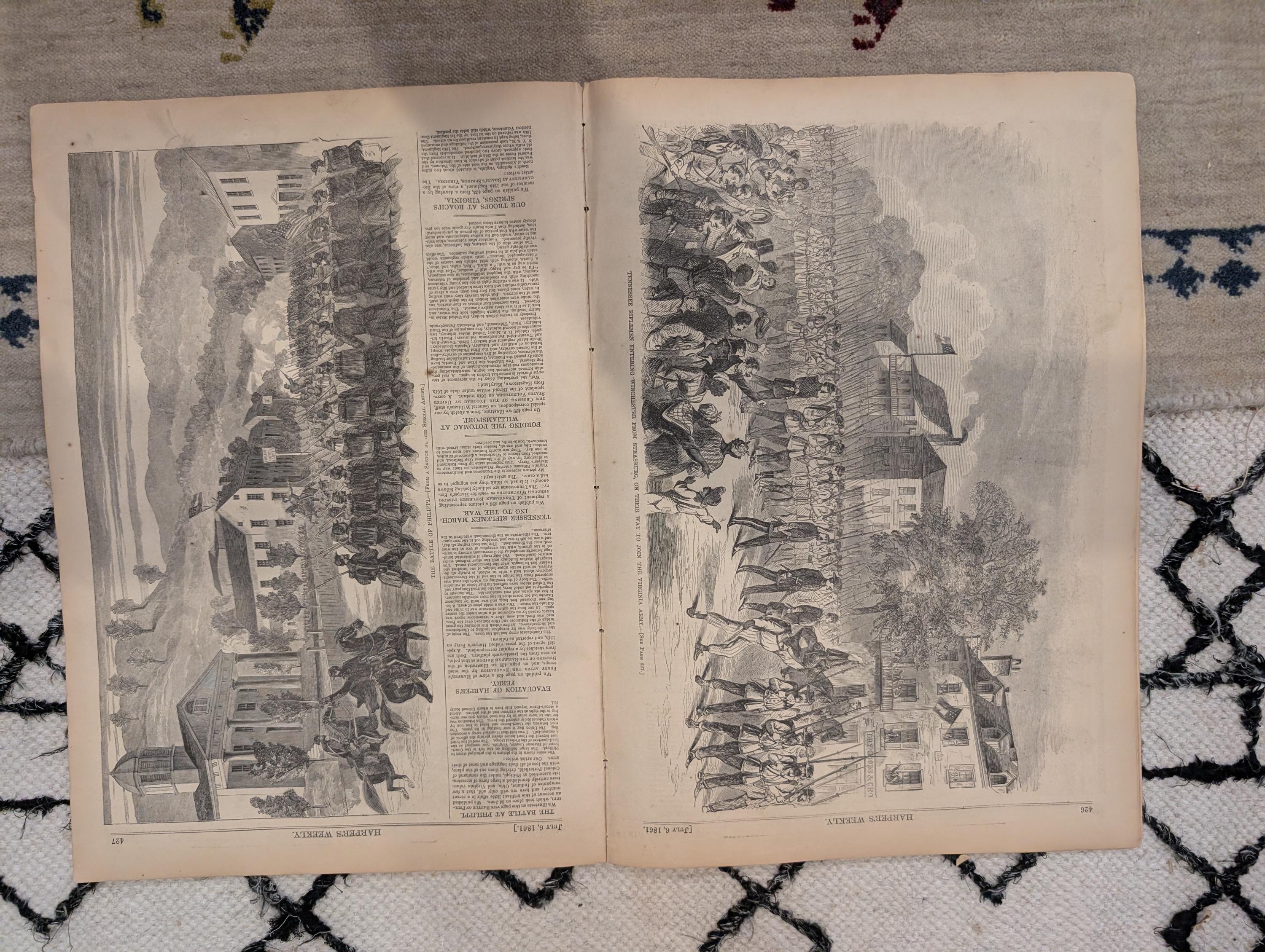 1861 Harper's Ferry Evacuation Harper's Weekly July 06 Mississippi River Map