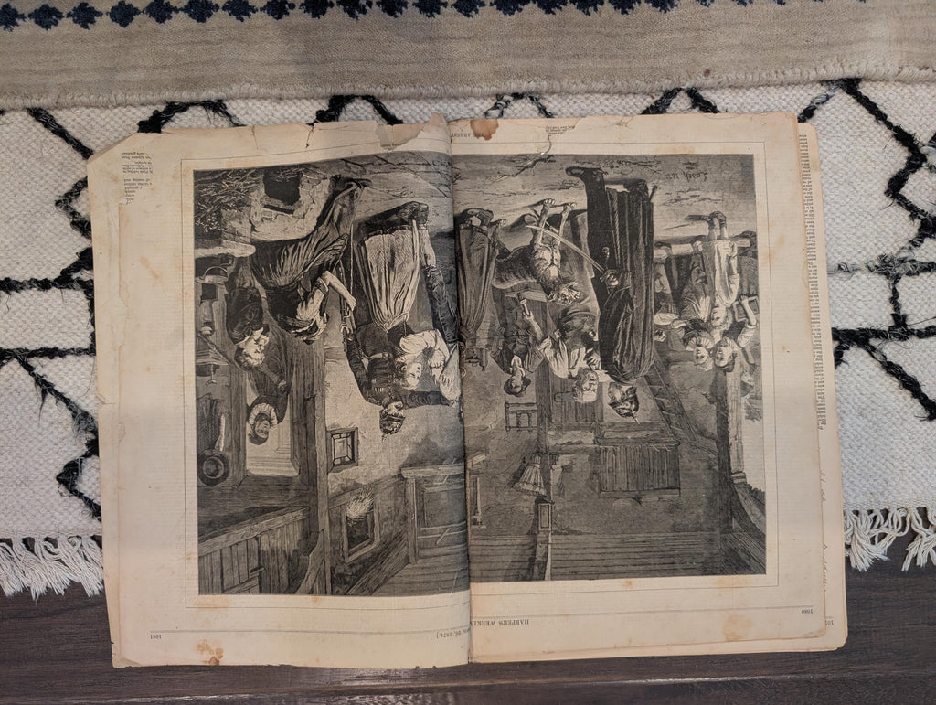 1874 Santa Claus Sleigh & Reindeer, Girl at Toy Store, Christmas Centerfold — Dec 26