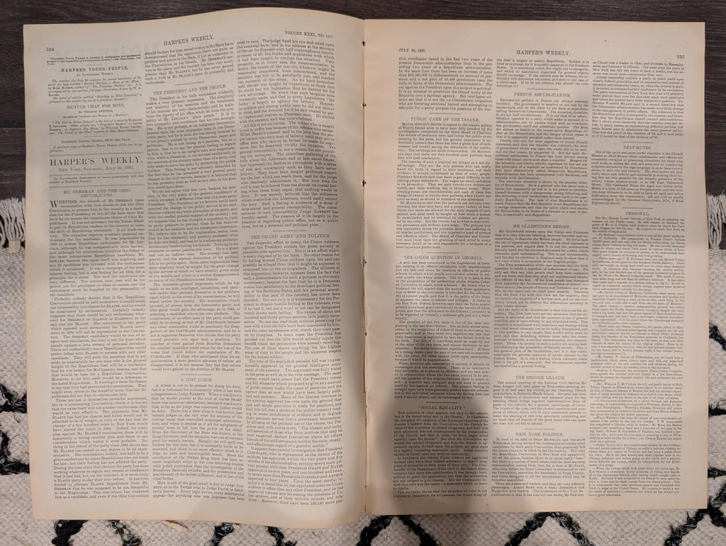 Harper’s Weekly July 30, 1887 – Mormon Temples in Utah, Marblehead Views, Dakota Harvest + South Pittsburg Supplement – Complete Issue