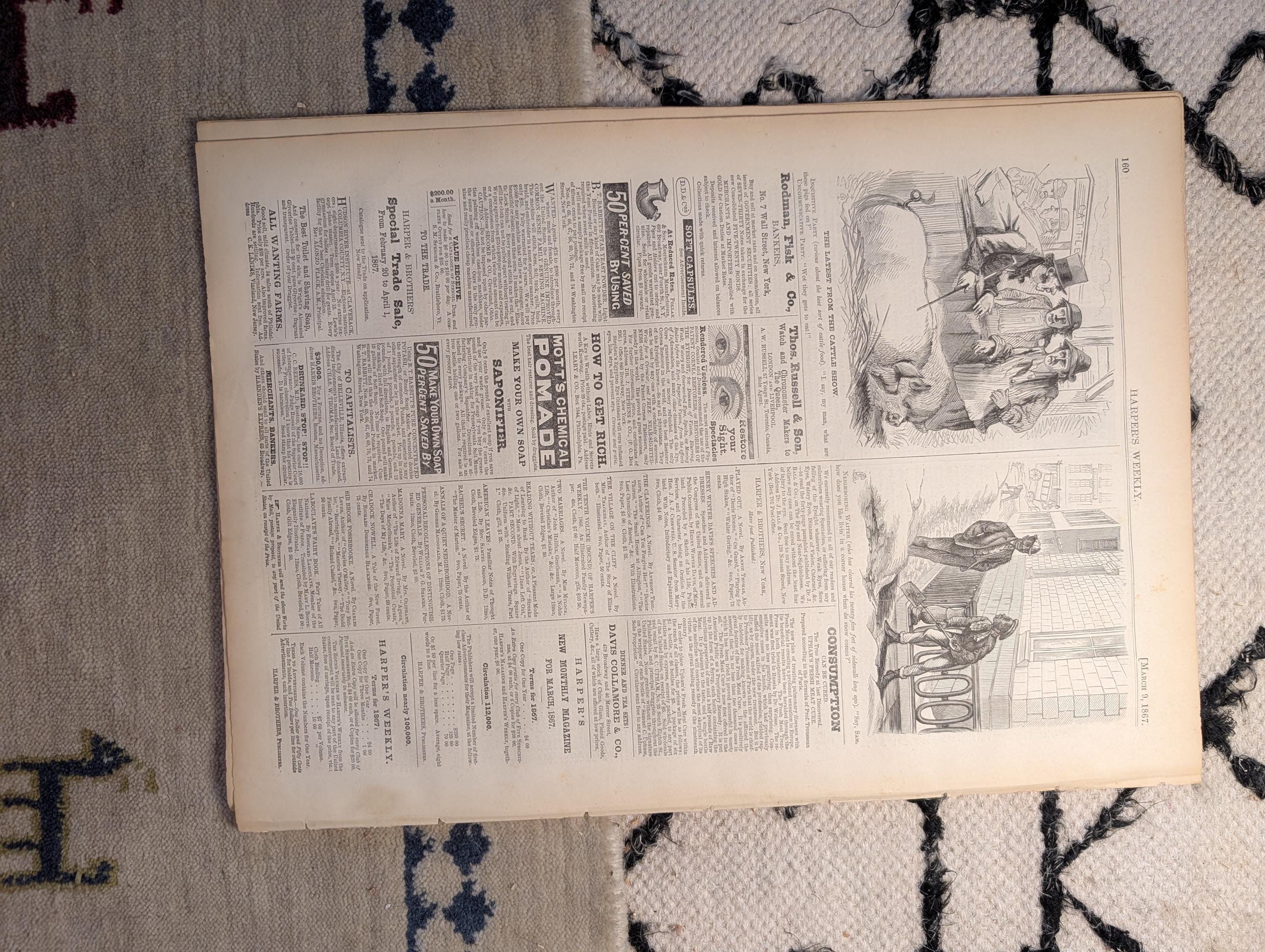 1867 New Orleans "Crescent City" Seven-Scene Double-Page Centerfold — Mar 9