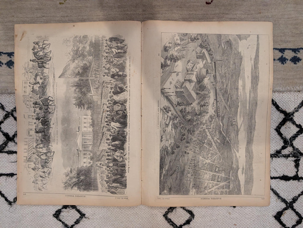 1861 Balloon View of Washington Harper's Weekly July 27 Louisiana Zouaves Lincoln